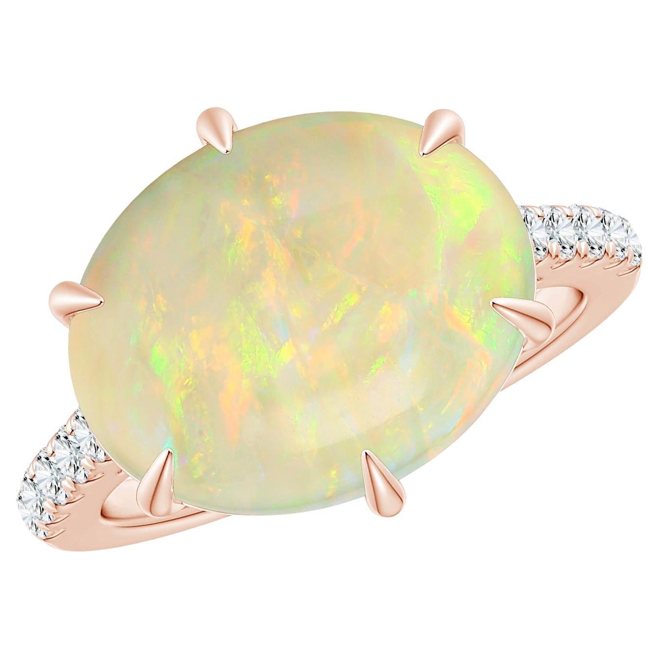 For Sale:  Angara GIA Certified Natural Opal Oval East-West Solitaire Ring in Rose Gold