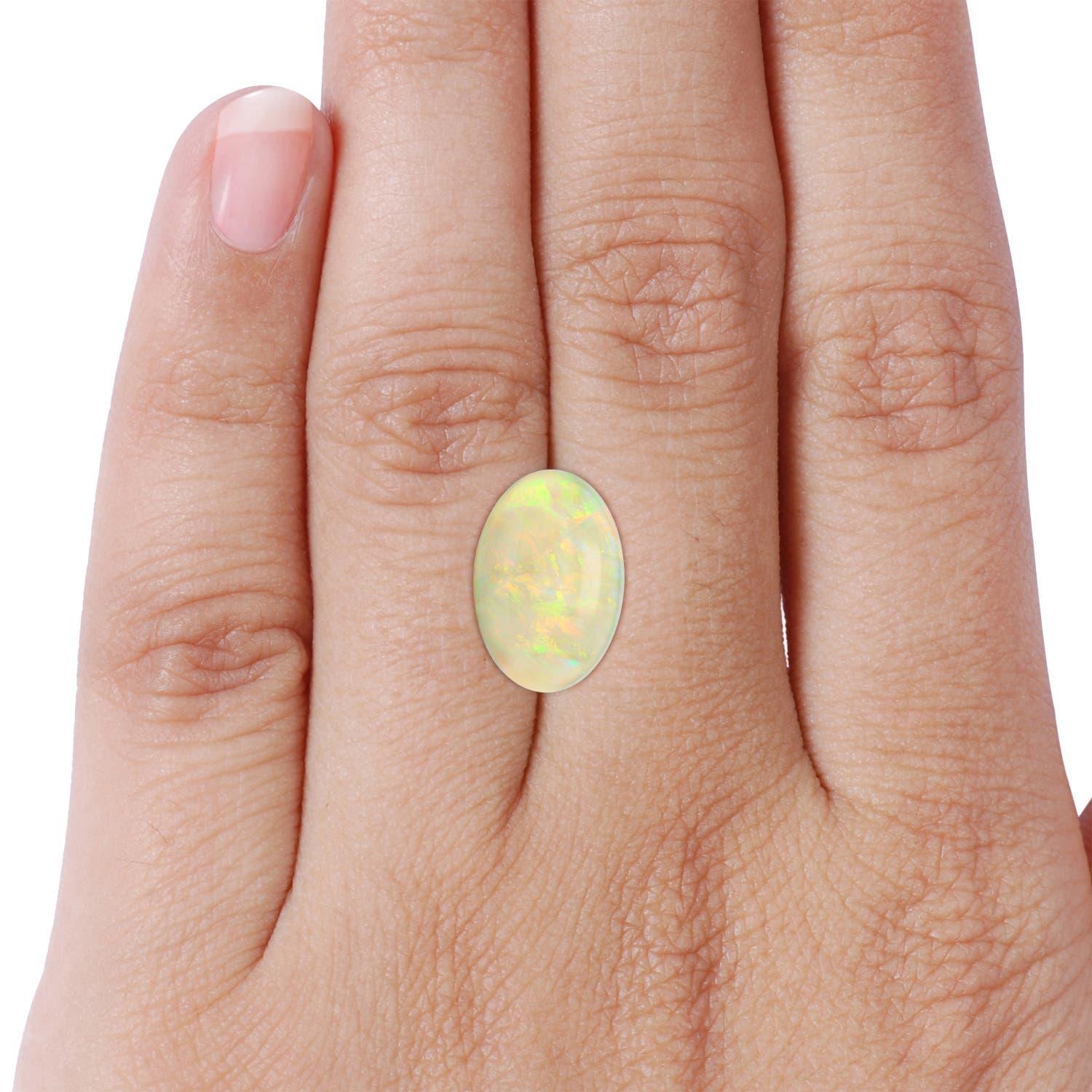 ANGARA GIA Certified Natural Opal Oval East-West Solitaire Ring in White Gold 8