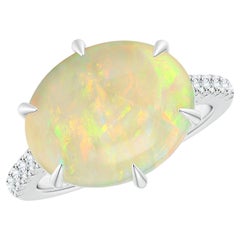 ANGARA GIA Certified Natural Opal Oval East-West Solitaire Ring in White Gold