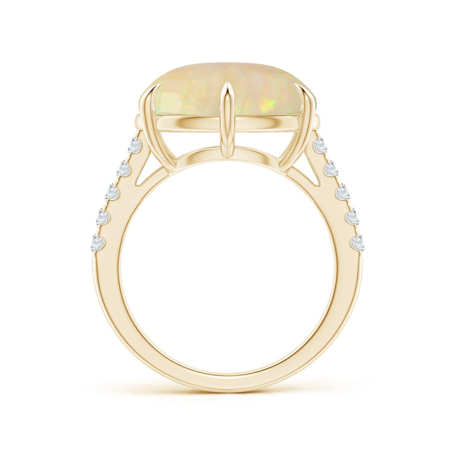 For Sale:  ANGARA GIA Certified Natural Opal Oval East-West Solitaire Ring in Yellow Gold 3
