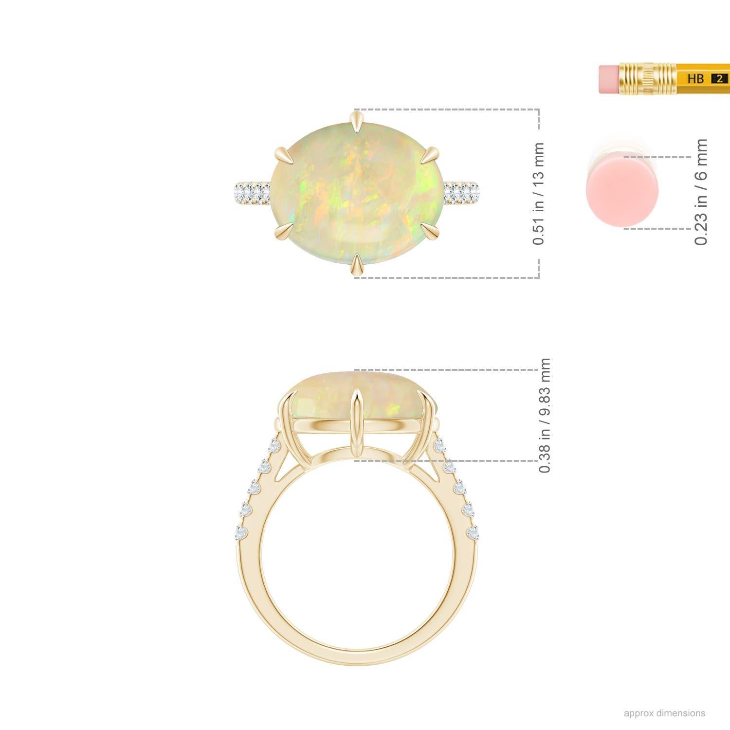 For Sale:  ANGARA GIA Certified Natural Opal Oval East-West Solitaire Ring in Yellow Gold 6