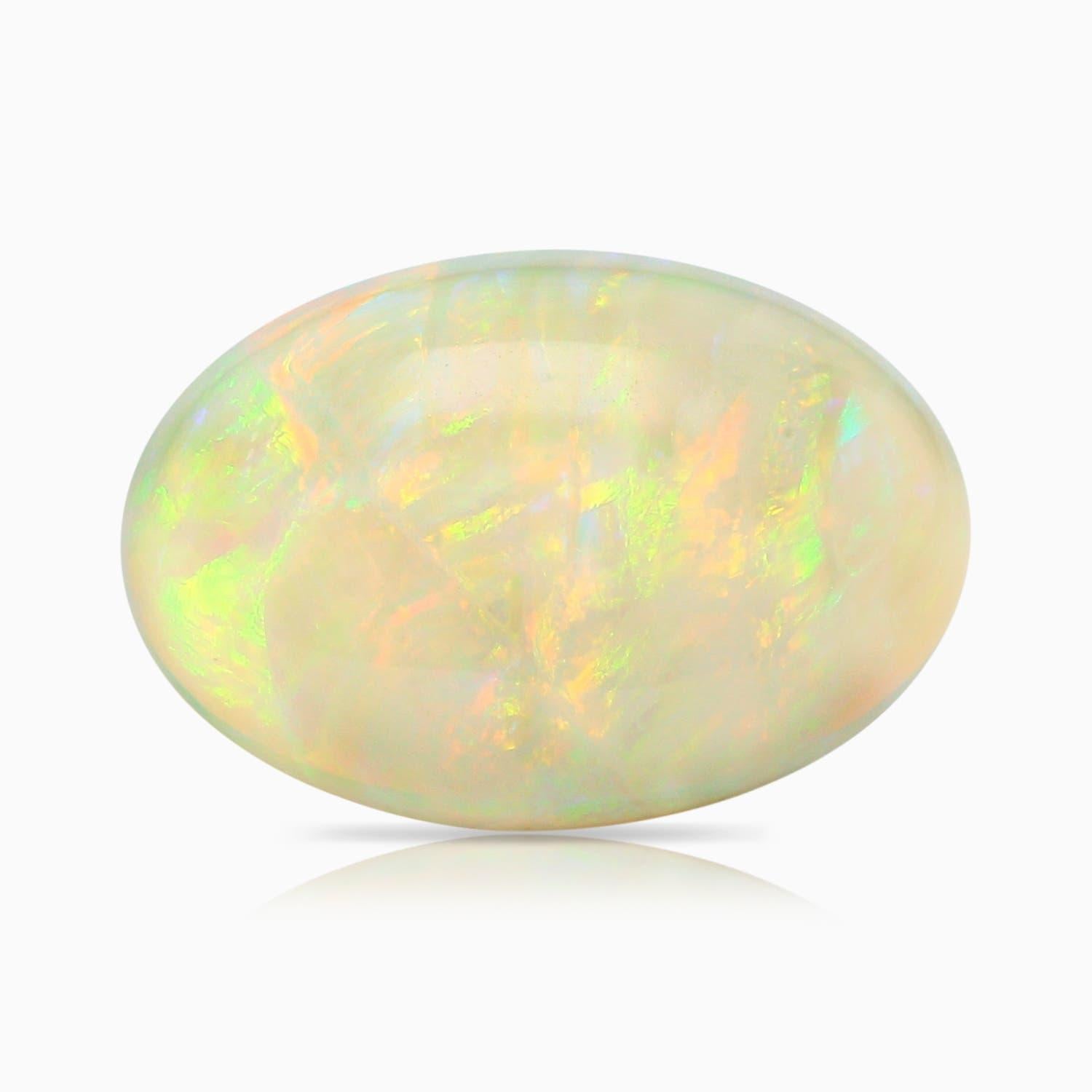 For Sale:  ANGARA GIA Certified Natural Opal Oval East-West Solitaire Ring in Yellow Gold 7