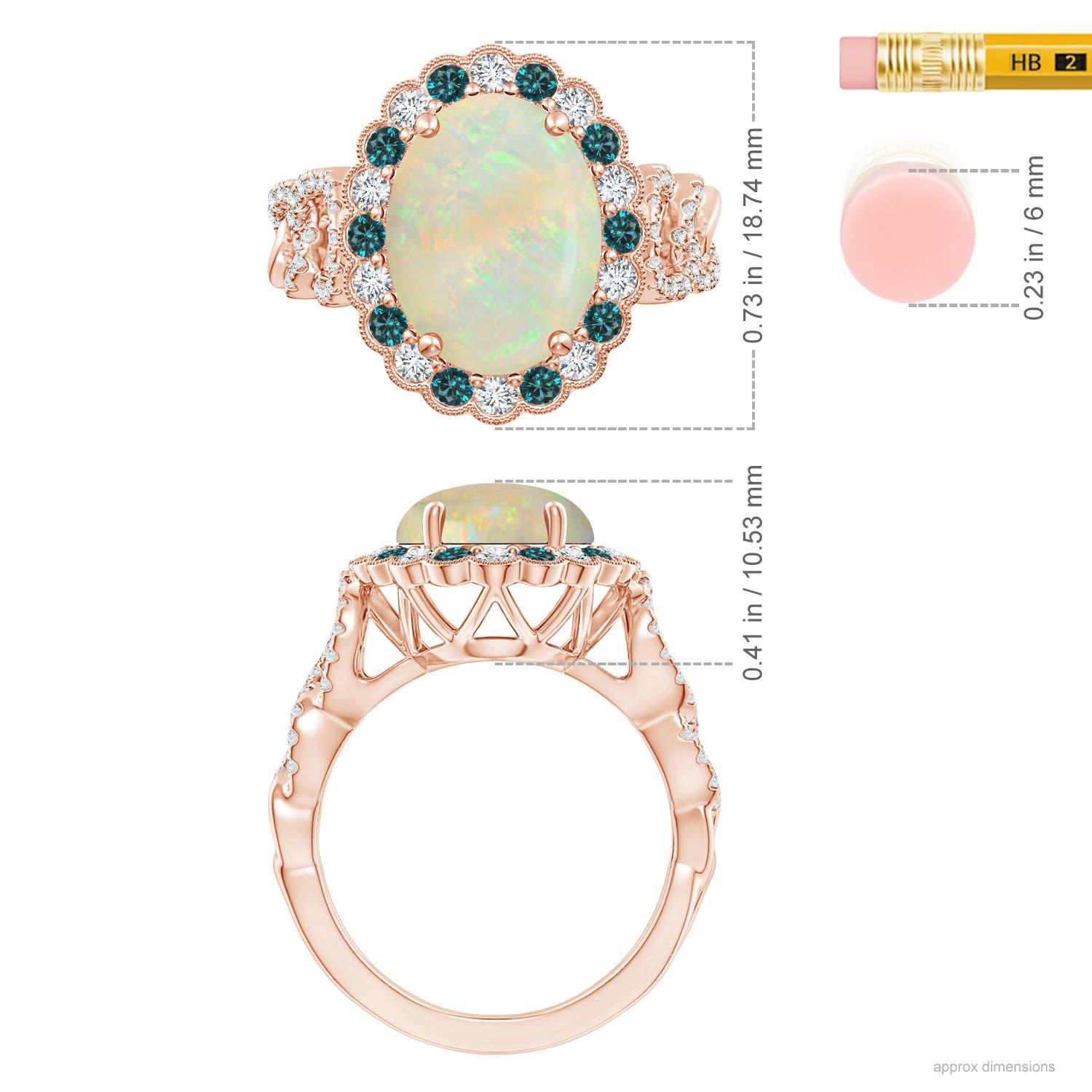 For Sale:  Angara Gia Certified Natural Opal Ring in Rose Gold with Blue & White Diamonds 4