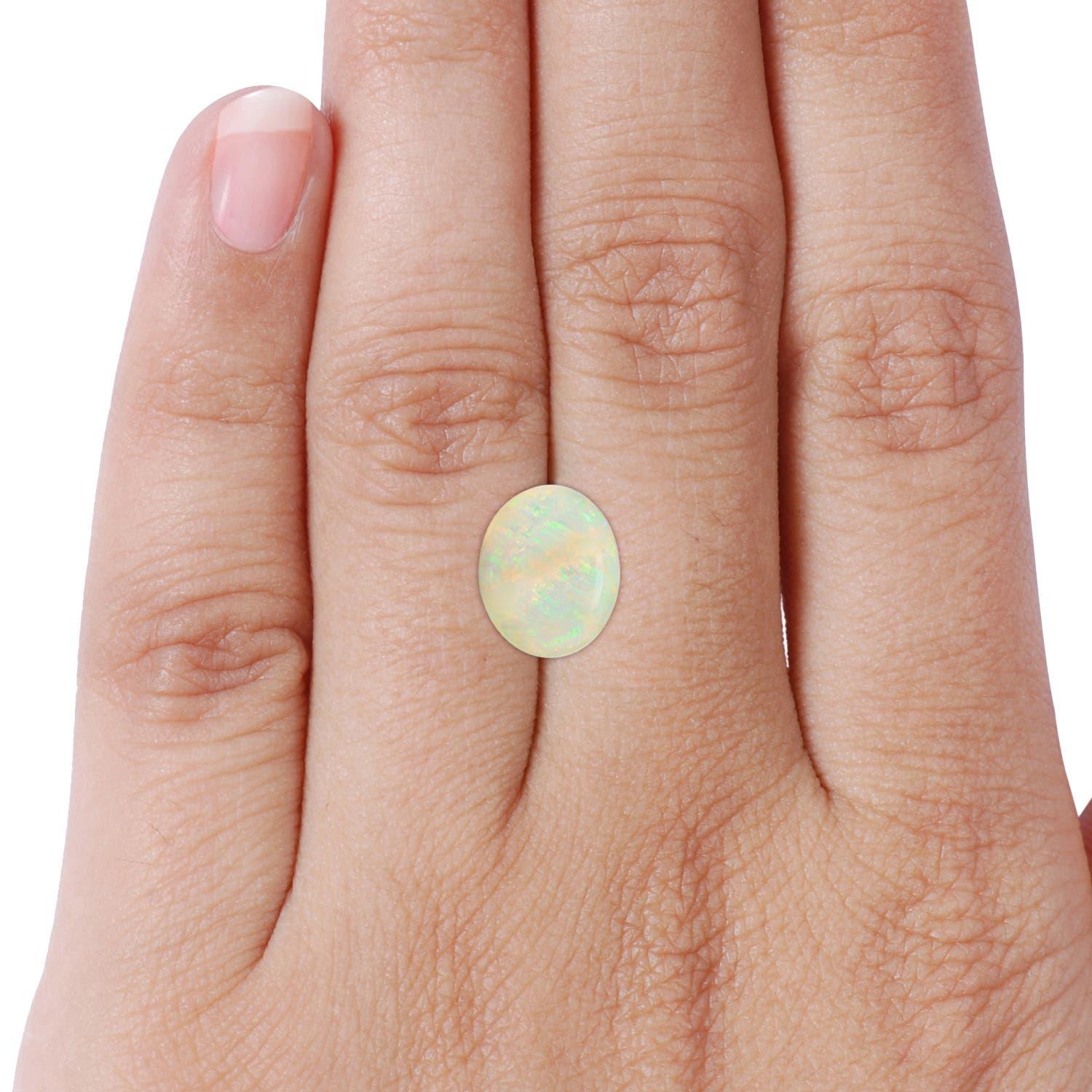 Angara Gia Certified Natural Opal Ring in Rose Gold with Blue & White Diamonds 6