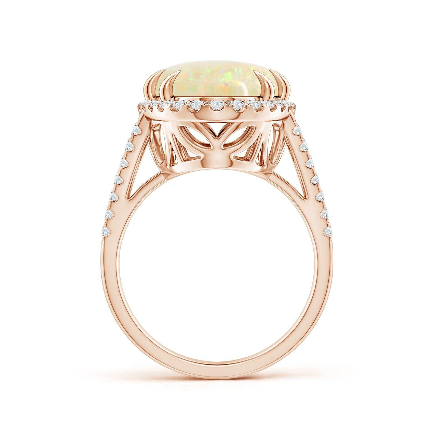 ANGARA GIA Certified Natural Opal Ring in Rose Gold with Diamond Halo 2