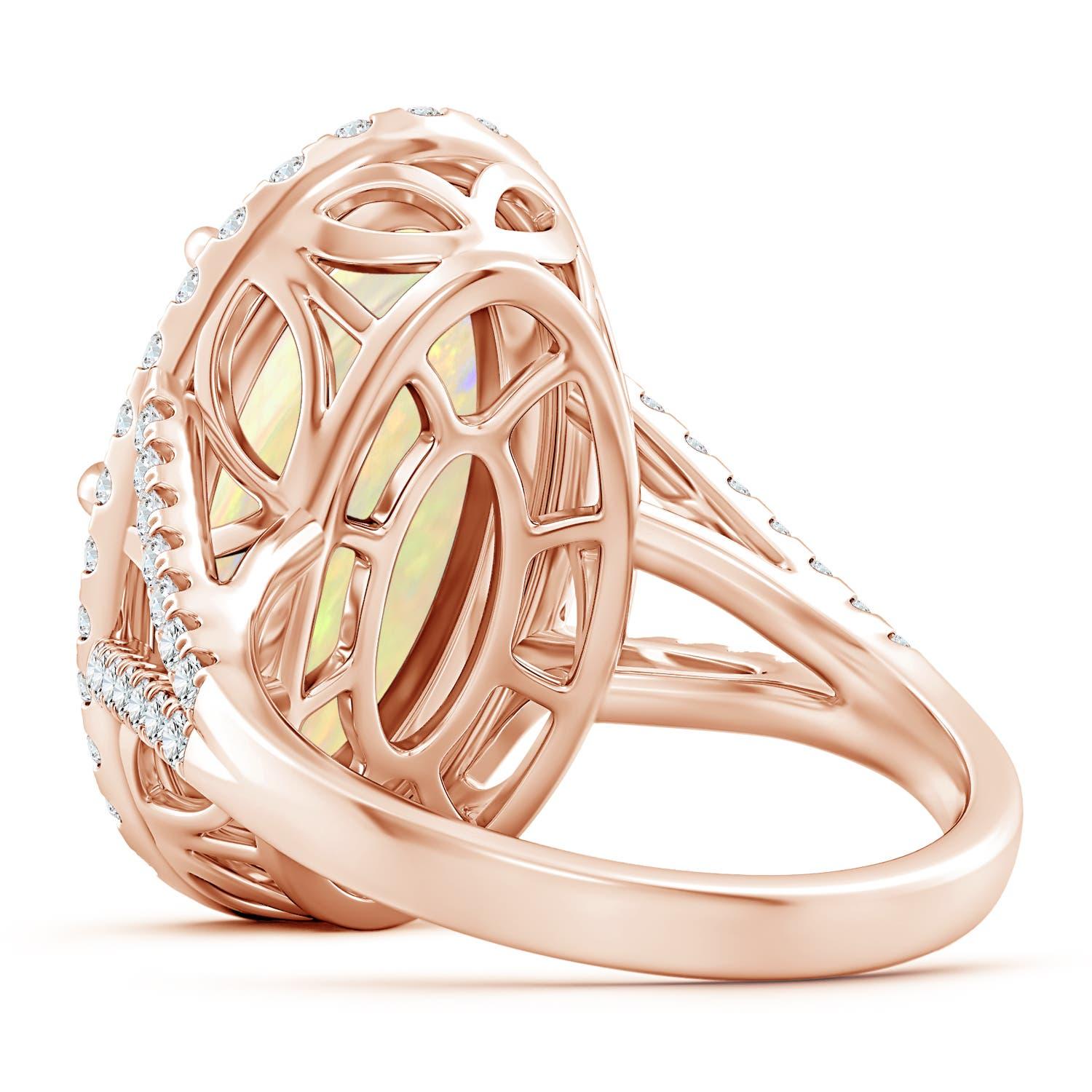 For Sale:  ANGARA GIA Certified Natural Opal Ring in Rose Gold with Diamond Halo 4