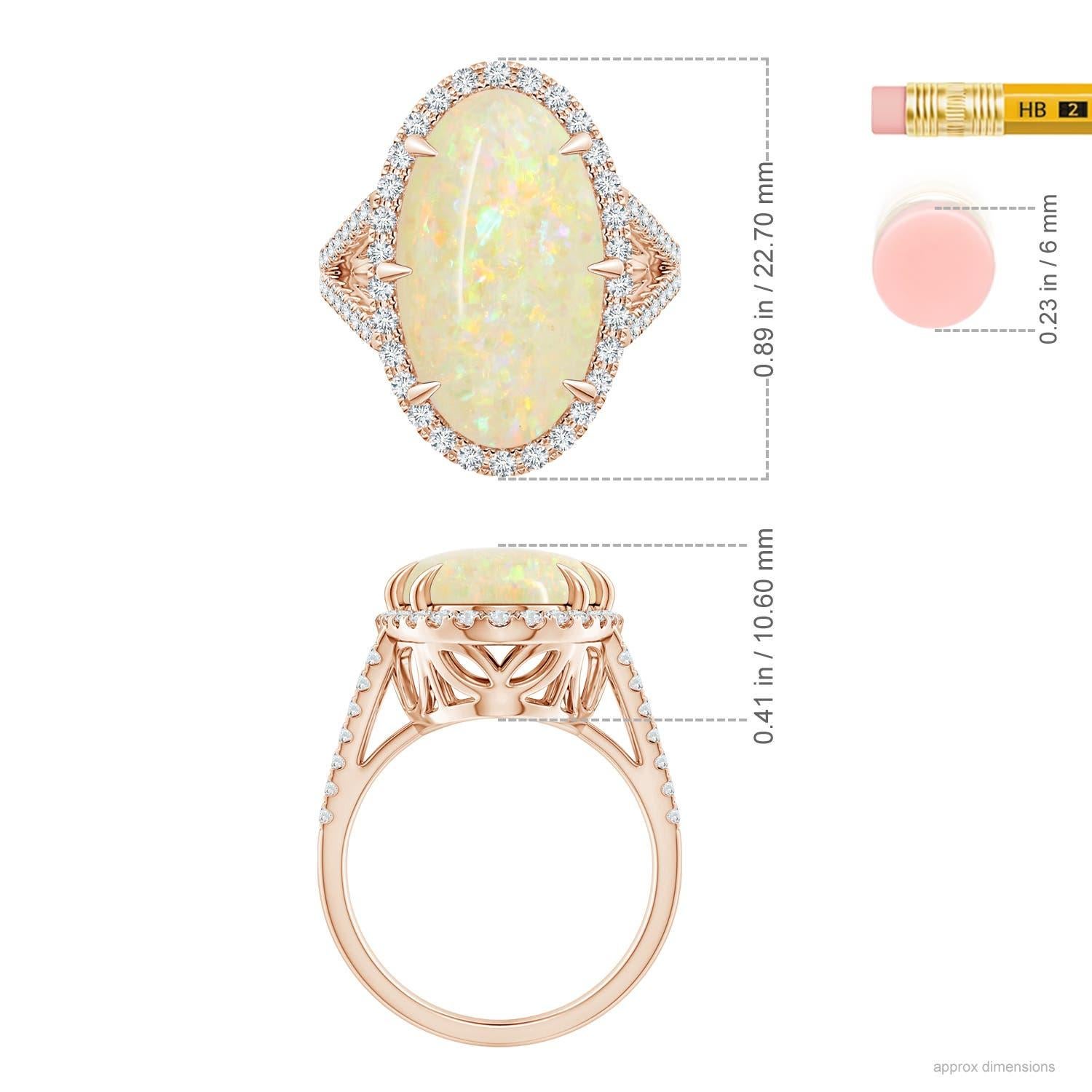 For Sale:  ANGARA GIA Certified Natural Opal Ring in Rose Gold with Diamond Halo 5