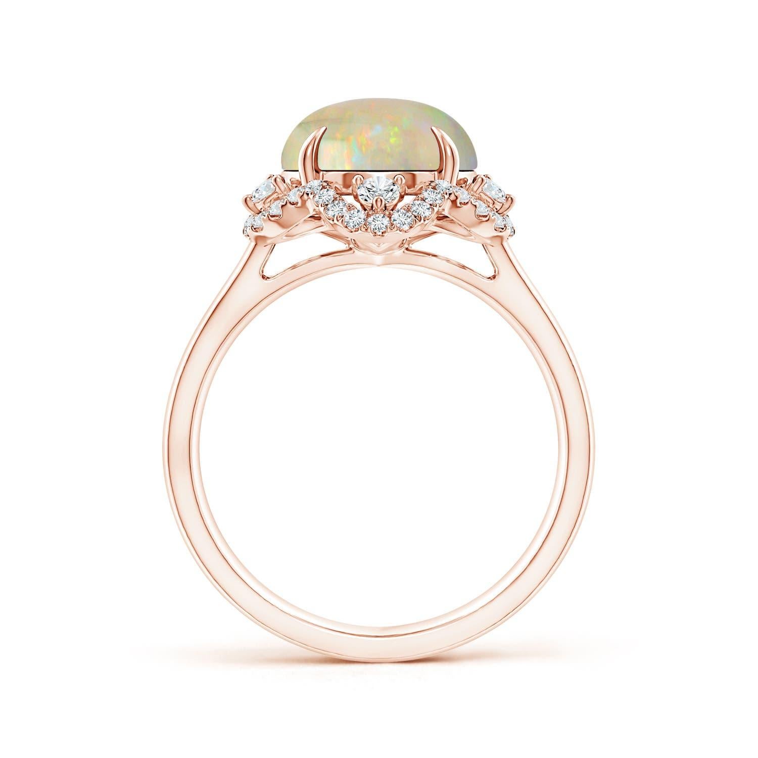 For Sale:  Angara Gia Certified Natural Opal Ring in Rose Gold with Reverse Tapered Shank 2