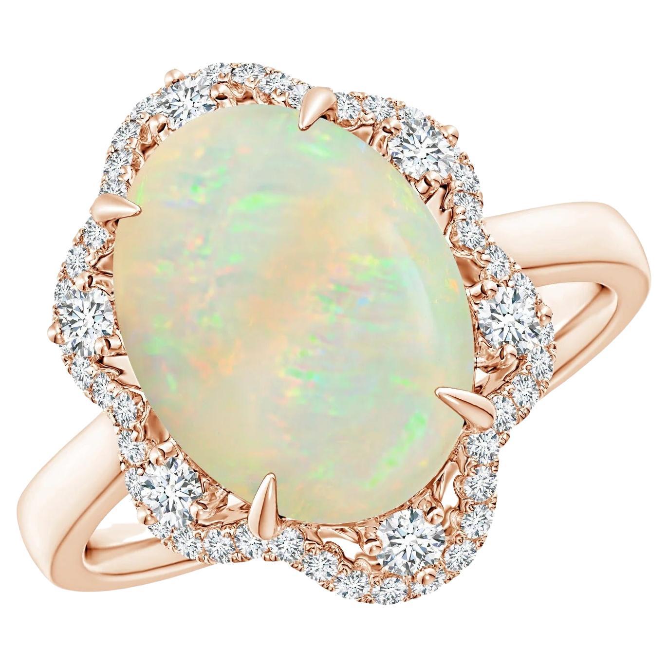 GIA Certified Natural Opal Ring in Rose Gold with Reverse Tapered Shank