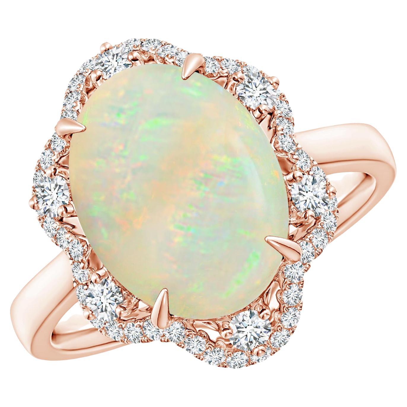 For Sale:  Angara Gia Certified Natural Opal Ring in Rose Gold with Reverse Tapered Shank