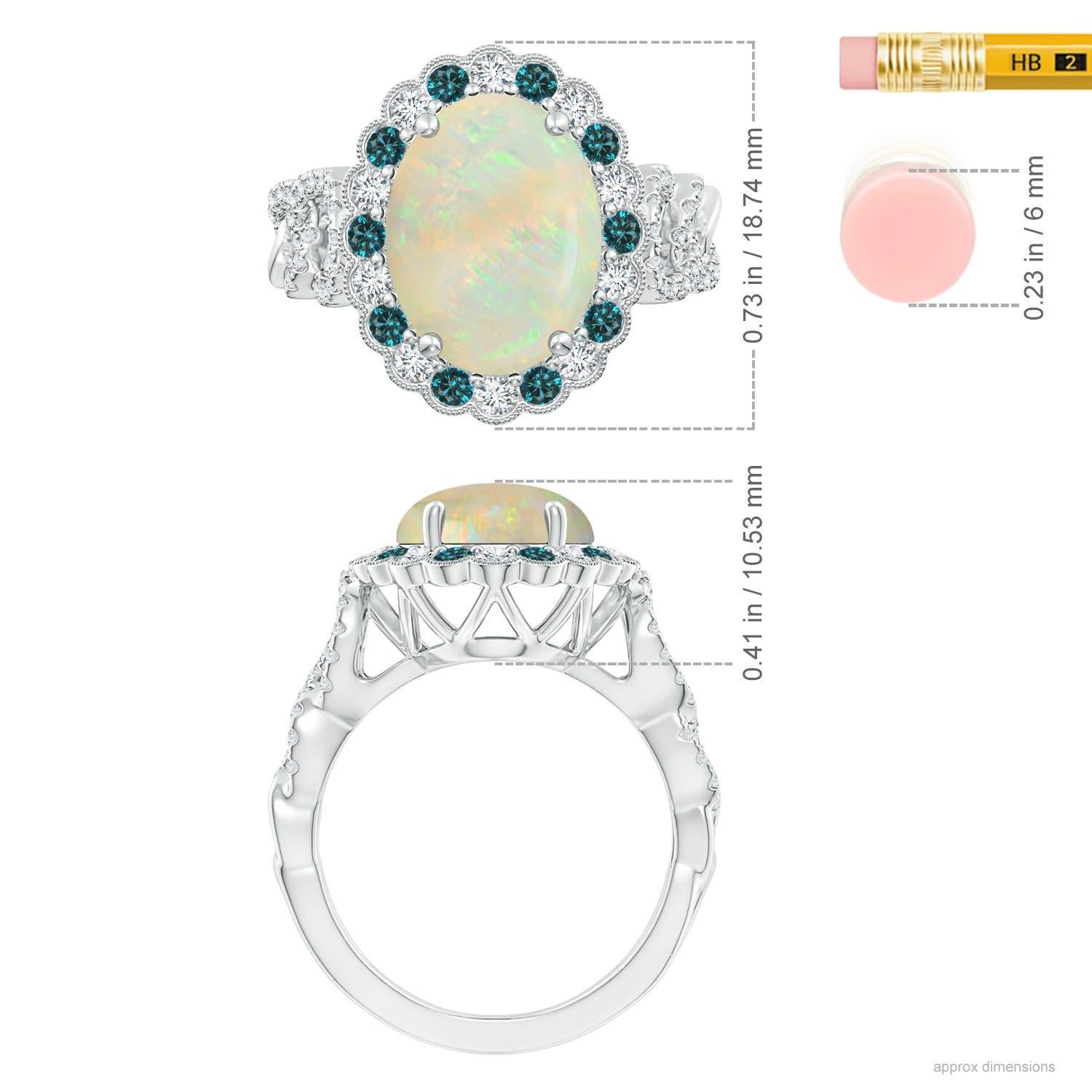 For Sale:  Angara GIA Certified Natural Opal Ring in White Gold with Blue & White Diamonds 4