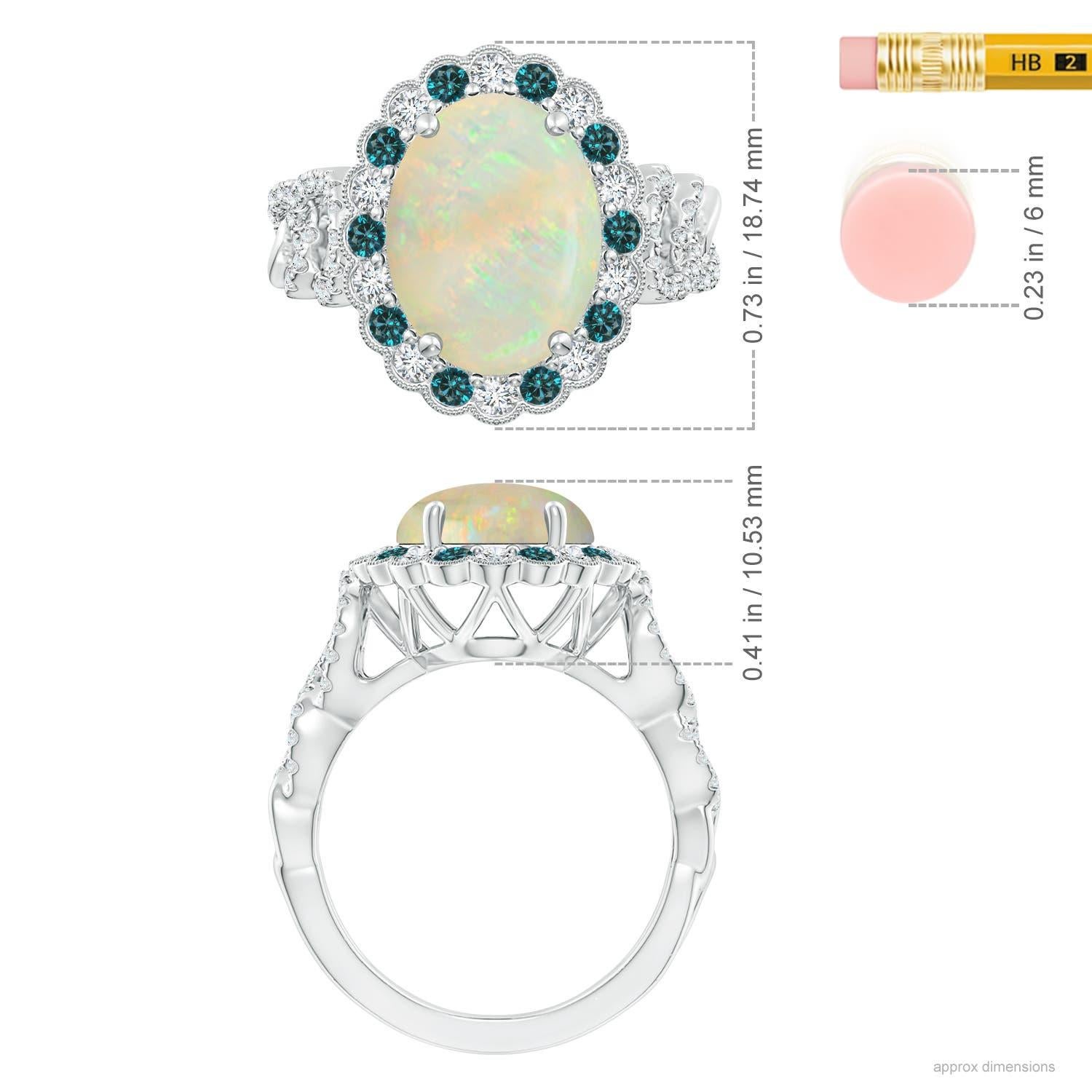 GIA Certified Natural Opal Ring in White Gold with Blue & White Diamonds 4