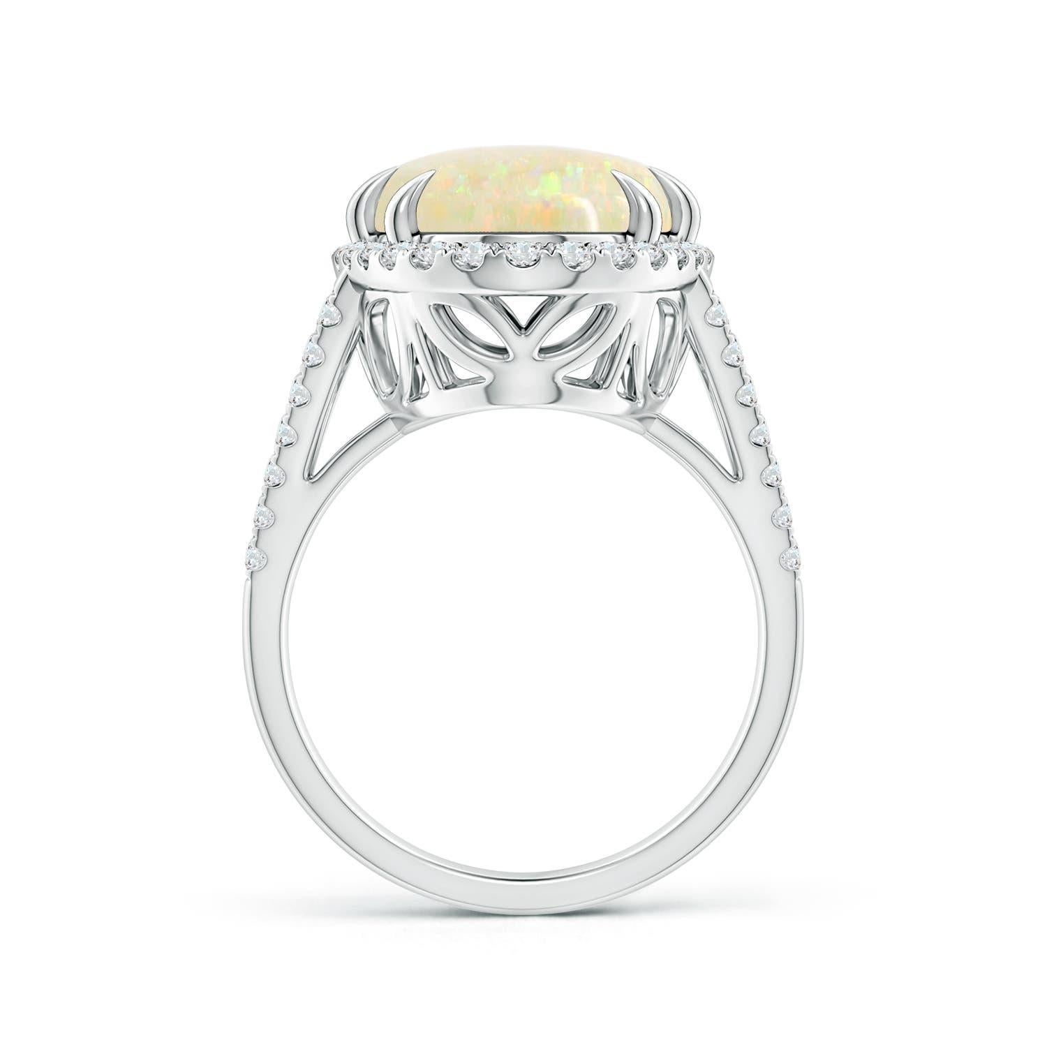 Angara GIA Certified Natural Opal Ring in White Gold with Diamond Halo 2