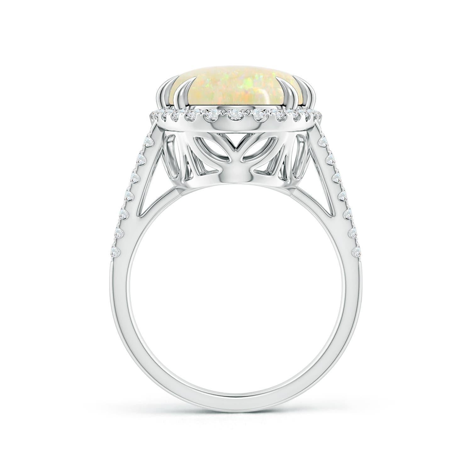 For Sale:  Angara GIA Certified Natural Opal Ring in White Gold with Diamond Halo 2