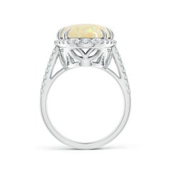 Angara GIA Certified Natural Opal with Diamond Halo Ring in 14K Solid Gold