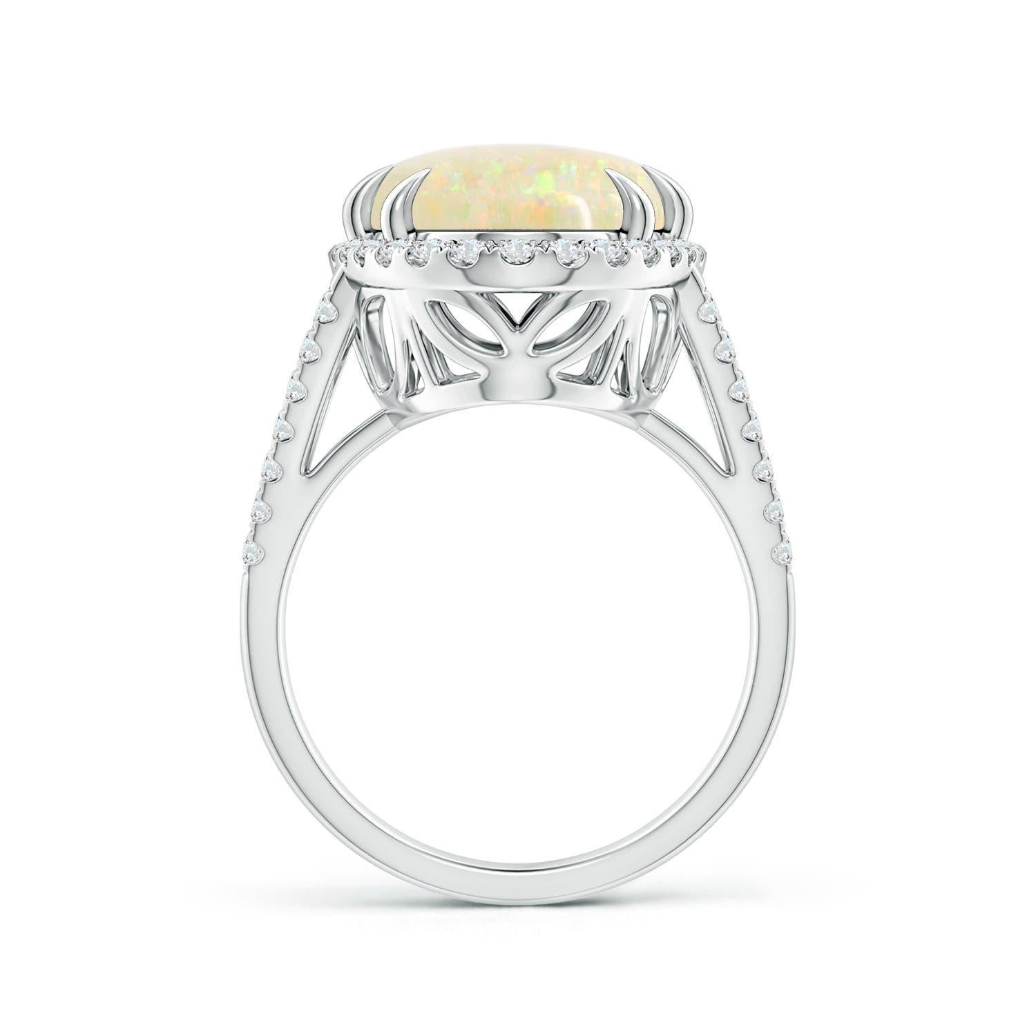 For Sale:  ANGARA GIA Certified Natural Opal Ring in White Gold with Diamond Halo 2