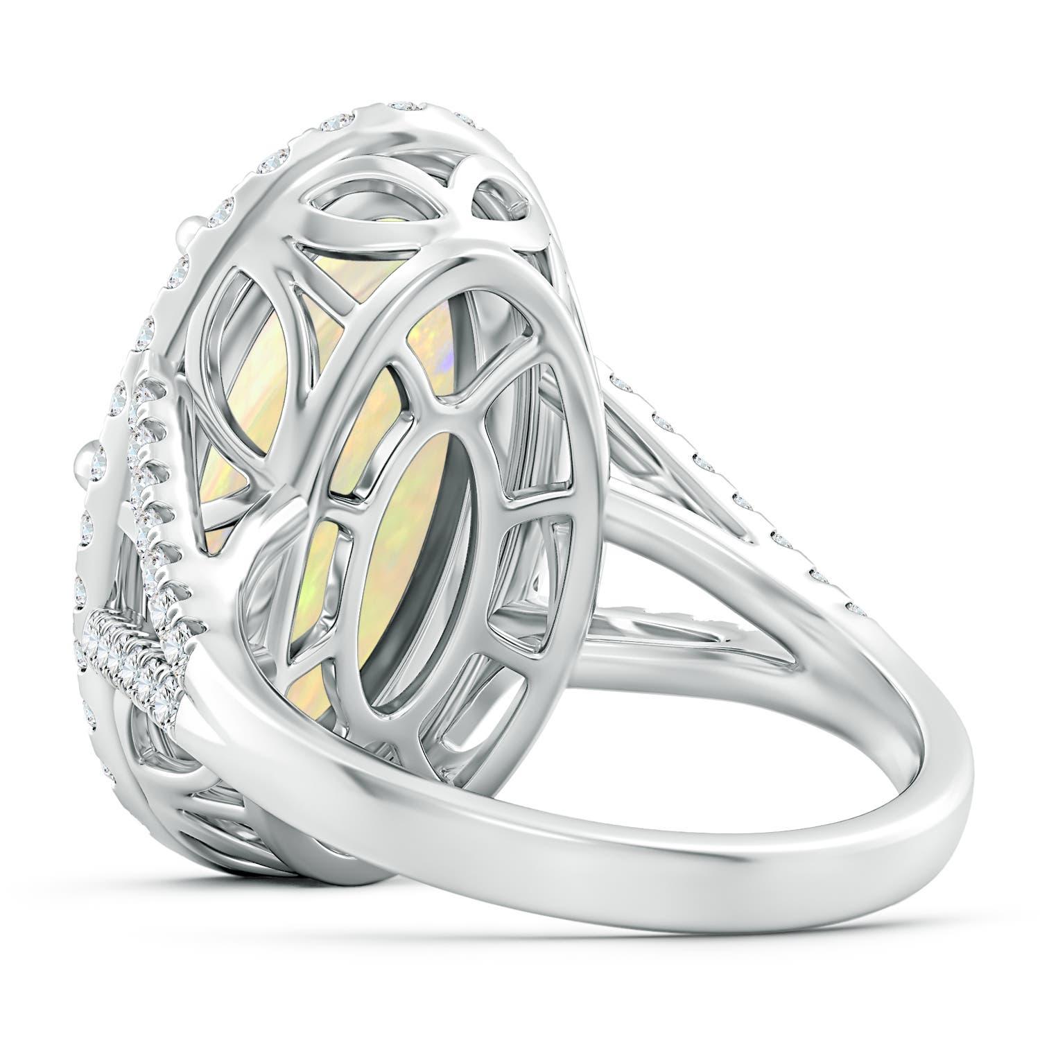 Angara GIA Certified Natural Opal Ring in White Gold with Diamond Halo 4