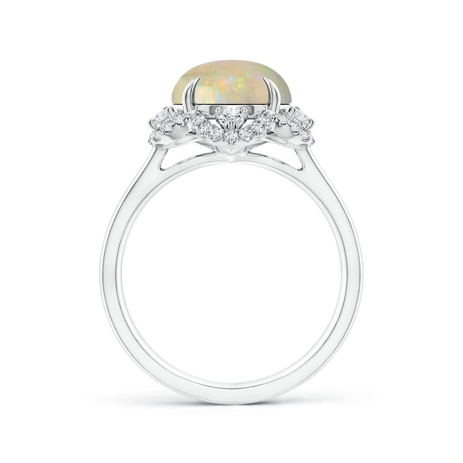 For Sale:  Angara Gia Certified Natural Opal Ring in White Gold with Reverse Tapered Shank 2