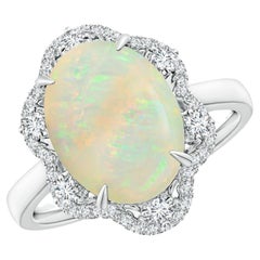 Angara GIA Certified Natural Opal Ring in White Gold with Reverse Tapered Shank