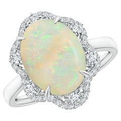 Angara Gia Certified Natural Opal Ring in White Gold with Reverse Tapered Shank