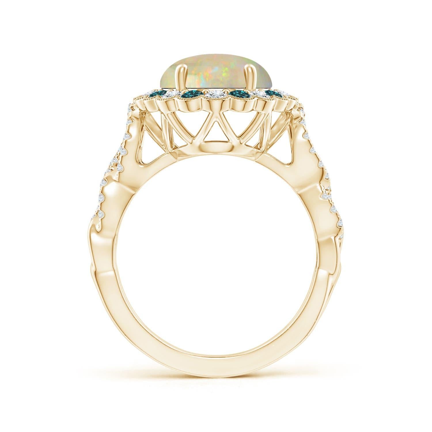 For Sale:  GIA Certified Natural Opal Ring in Yellow Gold with Blue & White Diamonds 2