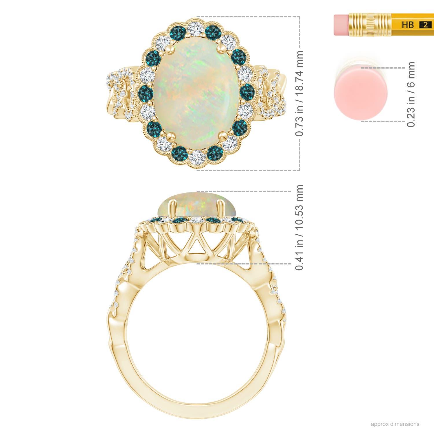 En vente :  Angara Gia Bague en or jaune avec opale naturelle certifiée et diamants bleus et blancs 4