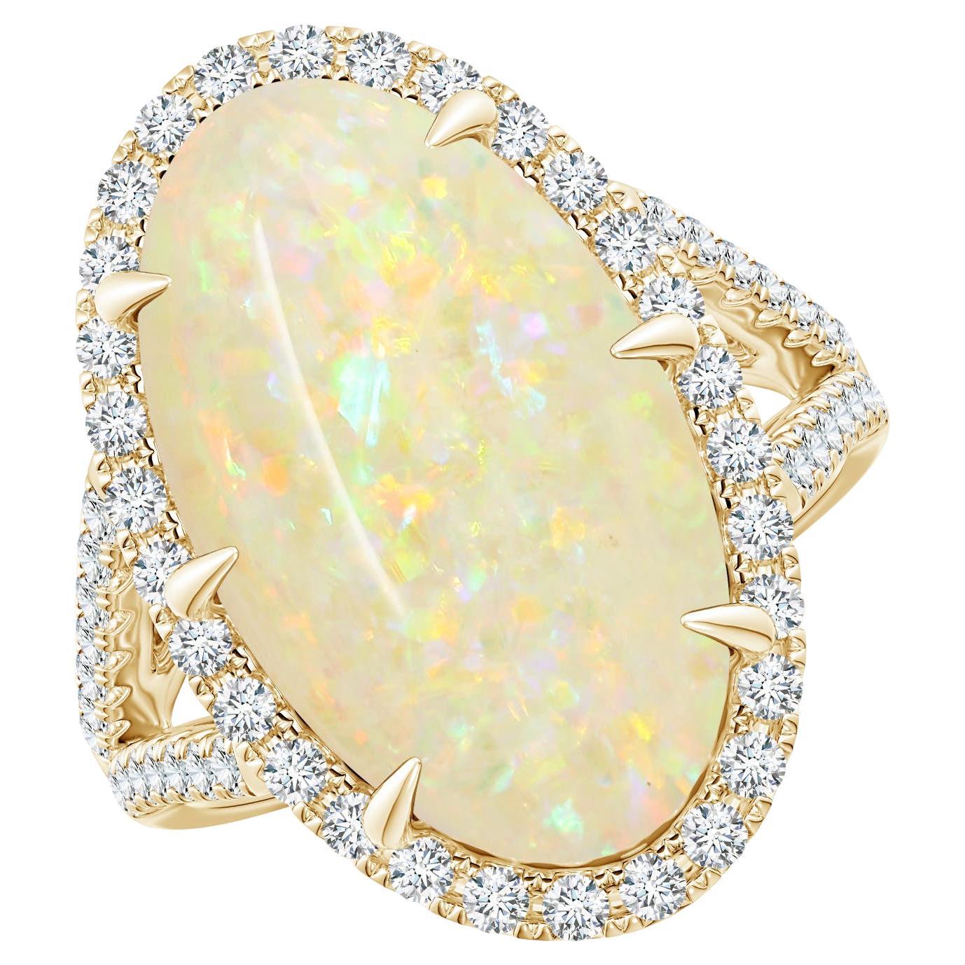 For Sale:  ANGARA GIA Certified Natural Opal Ring in Yellow Gold with Diamond Halo