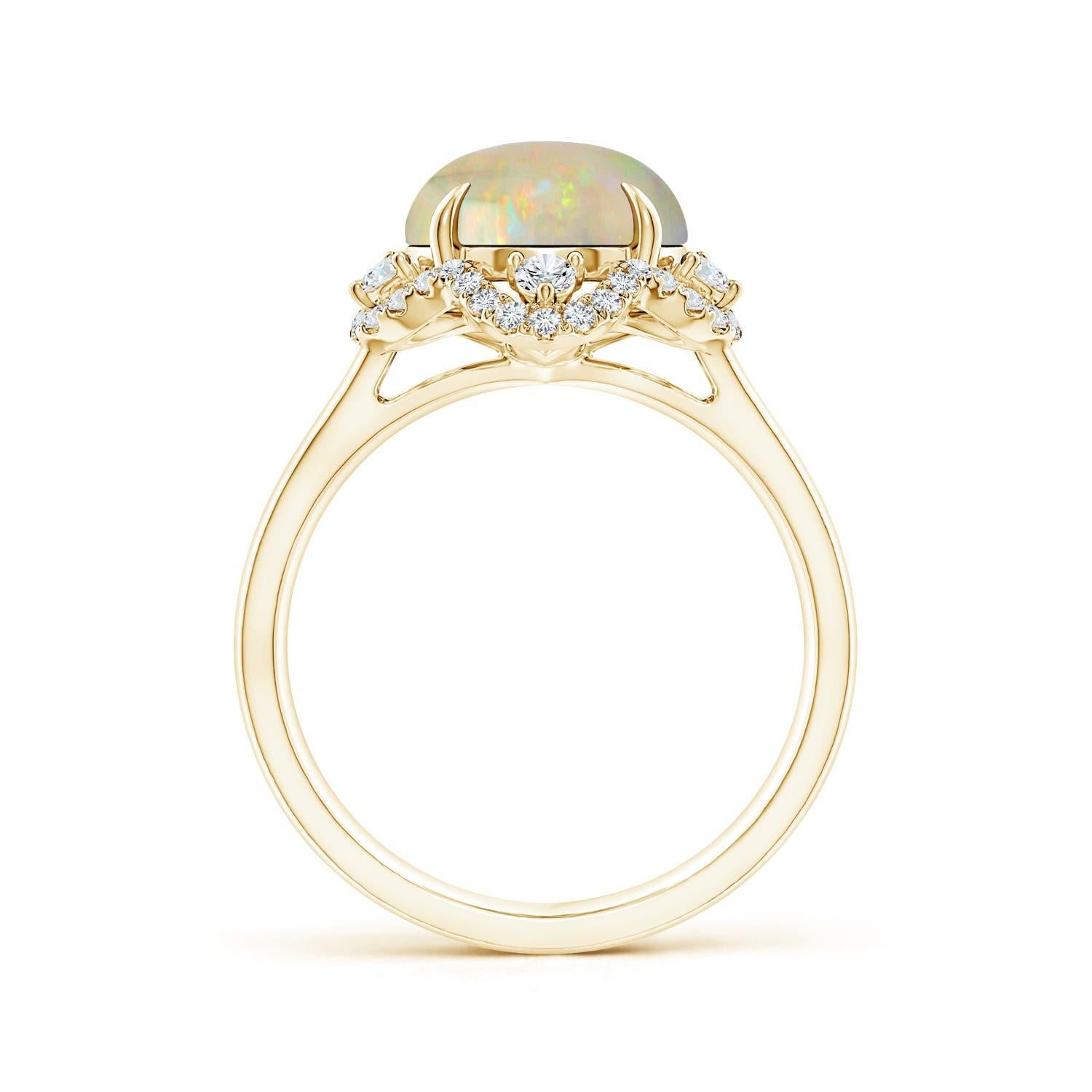 For Sale:  Angara Gia Certified Natural Opal Ring in Yellow Gold with Reverse Tapered Shank 2