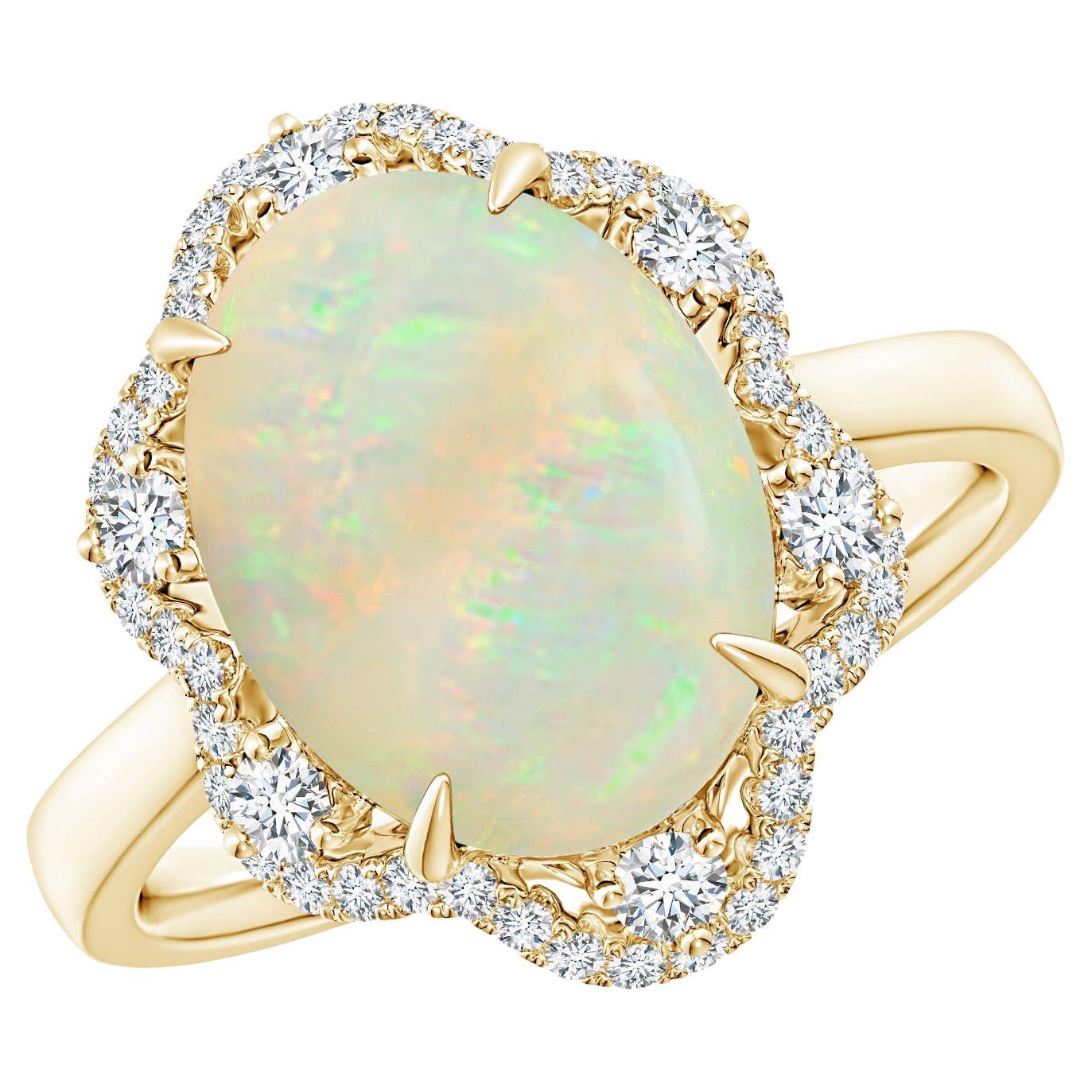Angara Gia Certified Natural Opal Ring in Yellow Gold with Reverse Tapered Shank