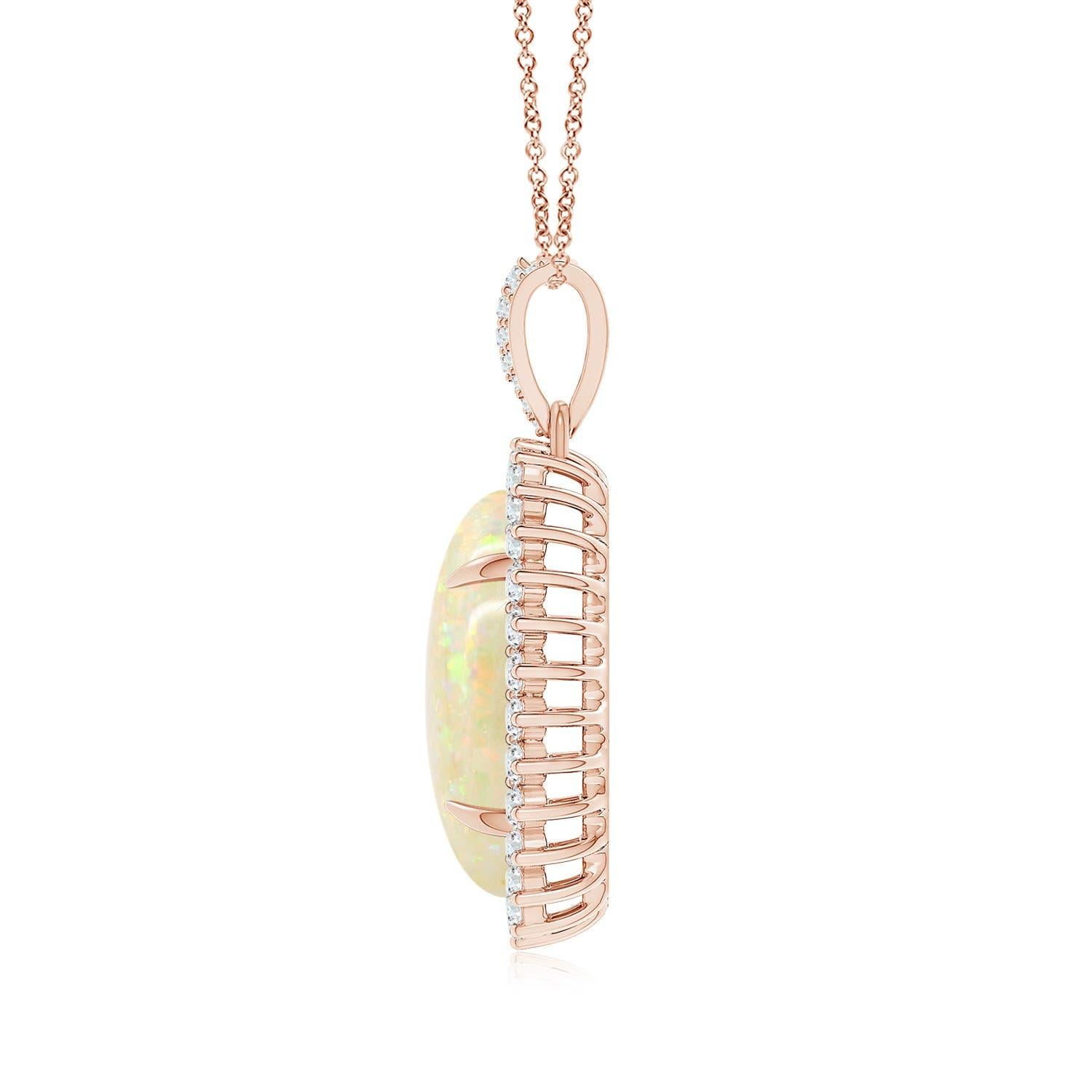 GIA Certified Oval Opal Pendant with Diamond Floral Halo










































