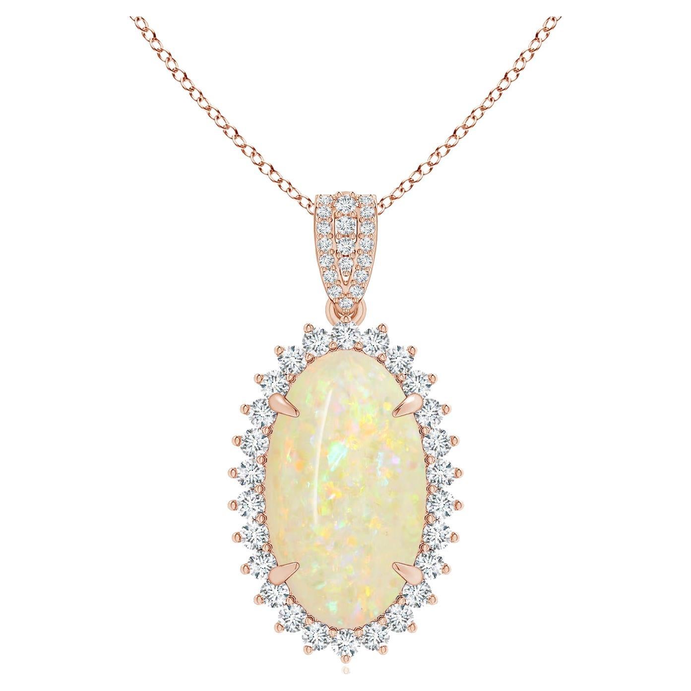 Angara Gia, pendentif en or rose et opale naturelle certifiée avec diamants