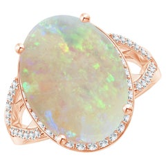 ANGARA Bague en or rose avec opale naturelle certifiée GIA et accents en diamants