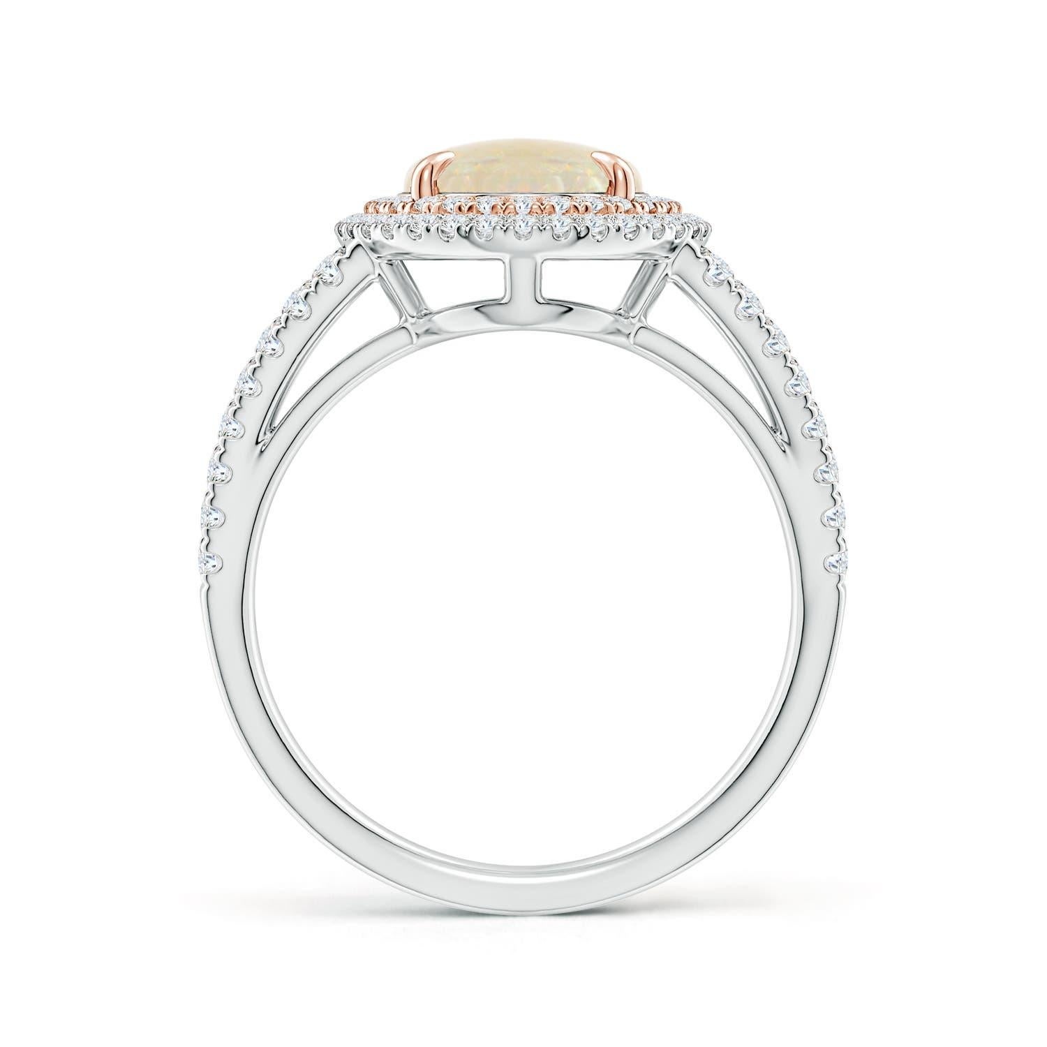 ANGARA GIA Certified Natural Opal Split Shank Double Halo Ring in Rose Gold 2