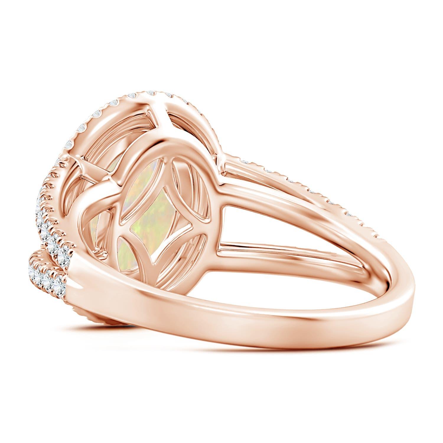 For Sale:  ANGARA GIA Certified Natural Opal Split Shank Double Halo Ring in Rose Gold 4