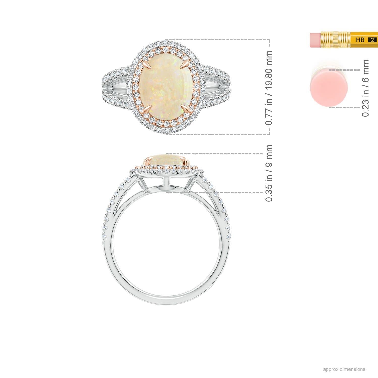 For Sale:  Angara Gia Certified Natural Opal Split Shank Double Halo Ring in Rose Gold 5