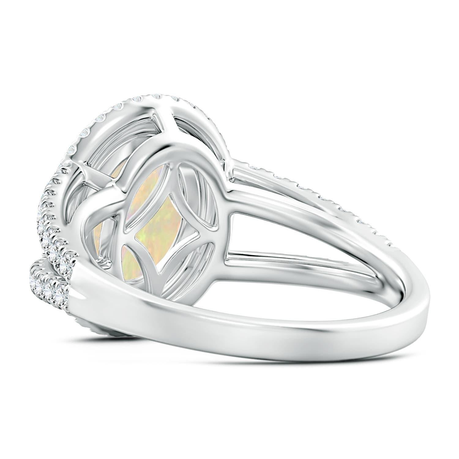 For Sale:  GIA Certified Natural Opal Split Shank Double Halo Ring in White Gold 4