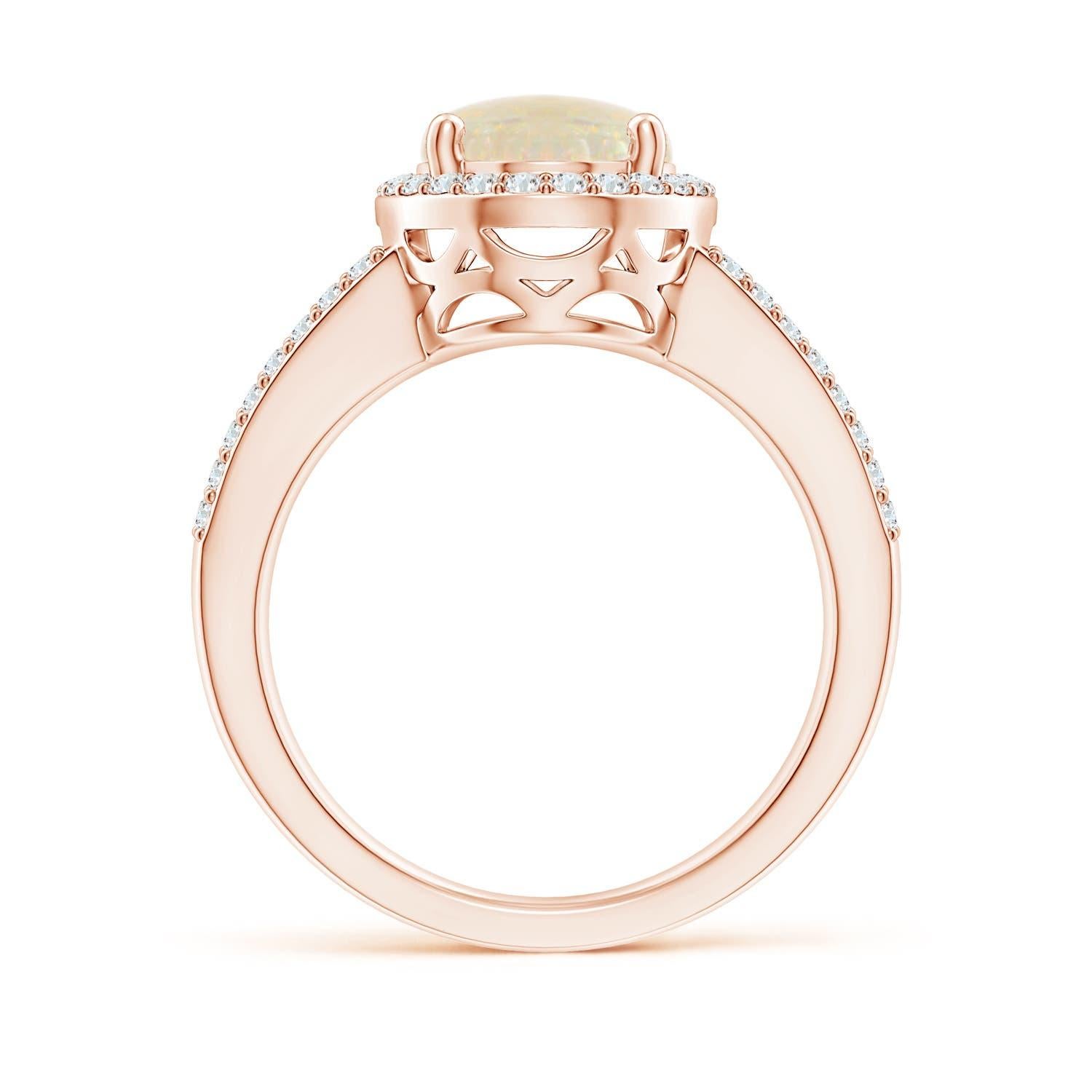 Angara Gia Certified Natural Opal Split Shank Halo Ring in Rose Gold 2