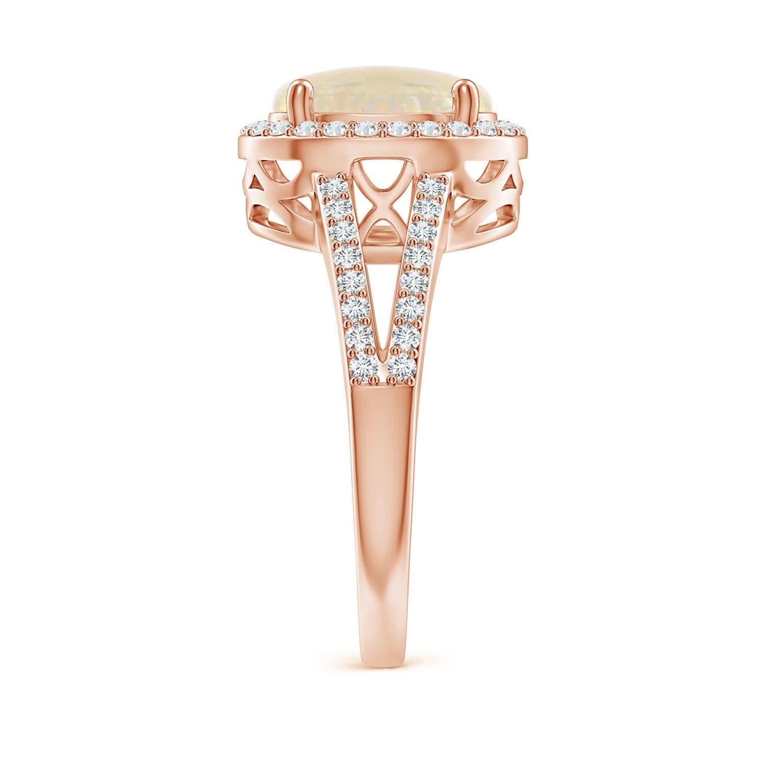 Angara Gia Certified Natural Opal Split Shank Halo Ring in Rose Gold 4