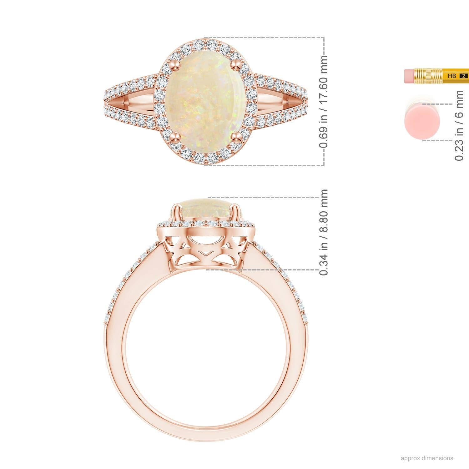 Angara Gia Certified Natural Opal Split Shank Halo Ring in Rose Gold 5