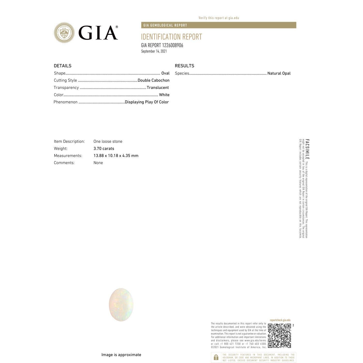 Im Angebot: Angara Gia zertifizierter natürlicher Opal-Halo-Ring aus Weißgold mit geteiltem Schaft () 3