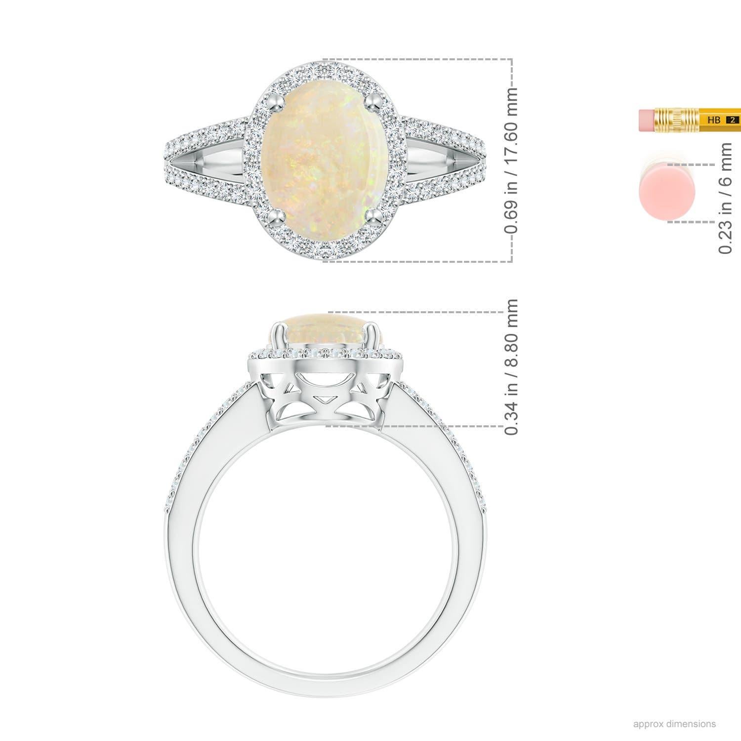 Angara Gia Certified Natural Opal Split Shank Halo Ring in White Gold 5