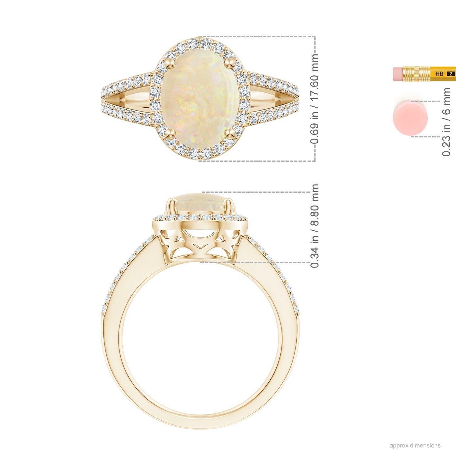 For Sale:  GIA Certified Natural Opal Split Shank Halo Ring in Yellow Gold 5