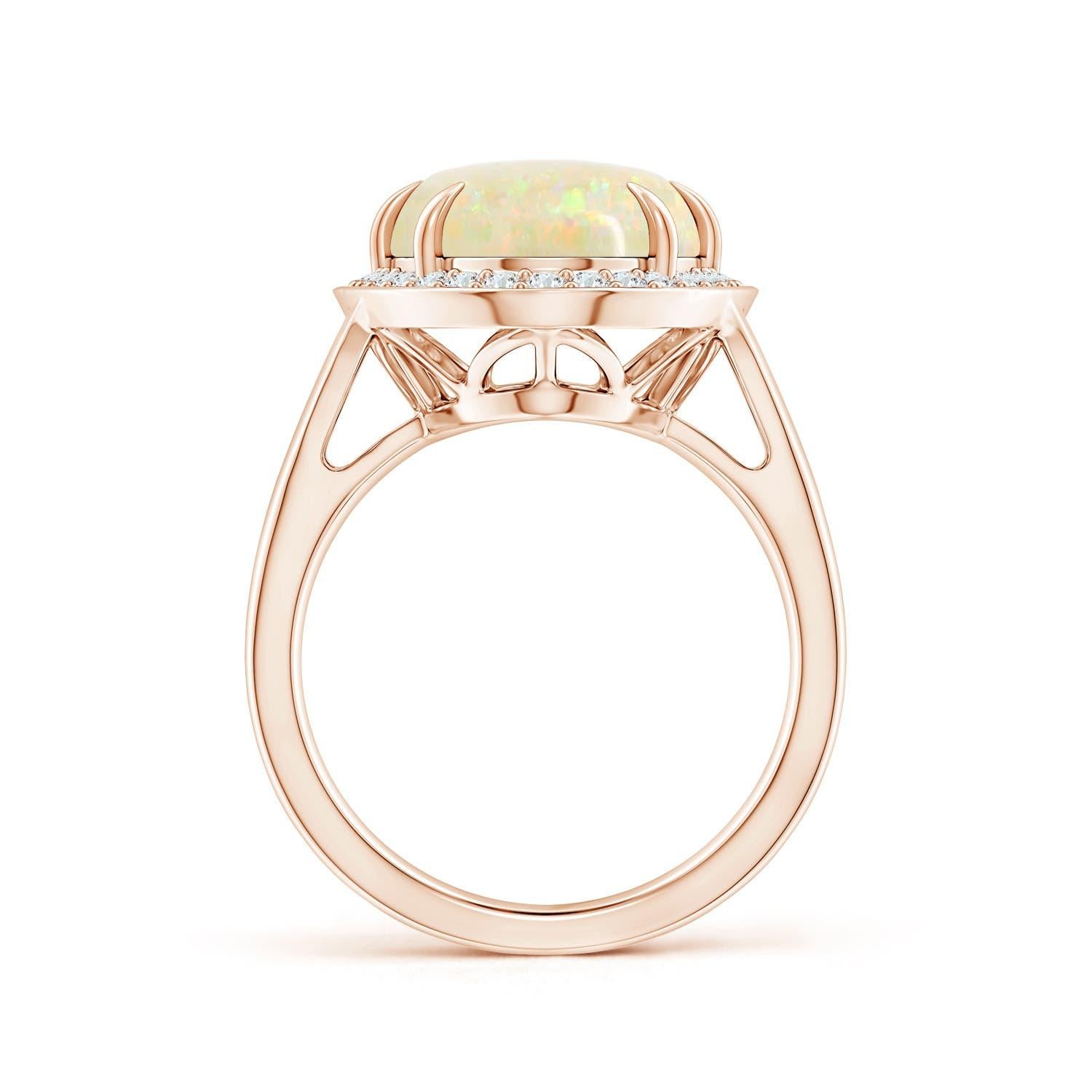 For Sale:  ANGARA GIA Certified Natural Opal Split Shank Rose Gold Ring with Diamond Halo 2
