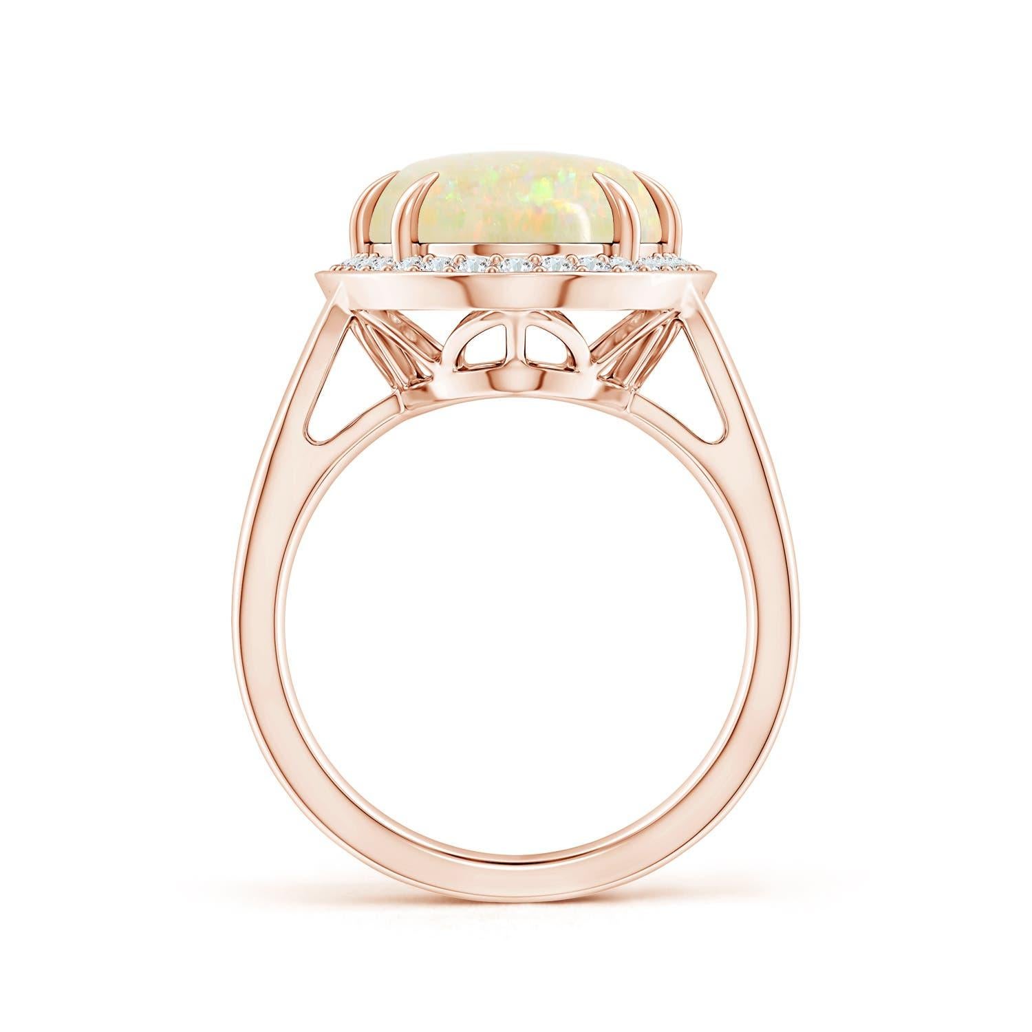 For Sale:  Angara Gia Certified Natural Opal Split Shank Rose Gold Ring with Diamond Halo 2