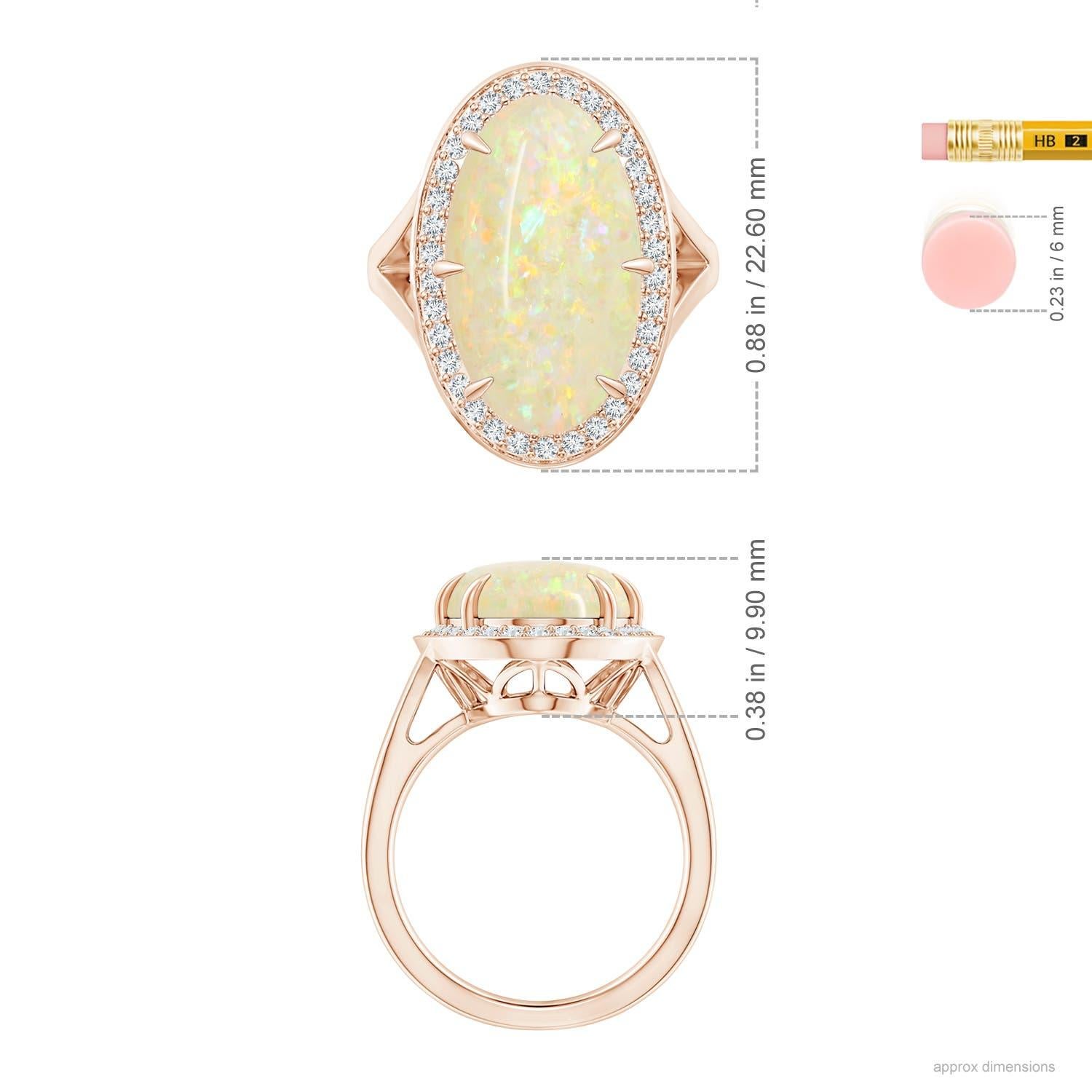 For Sale:  ANGARA GIA Certified Natural Opal Split Shank Rose Gold Ring with Diamond Halo 5