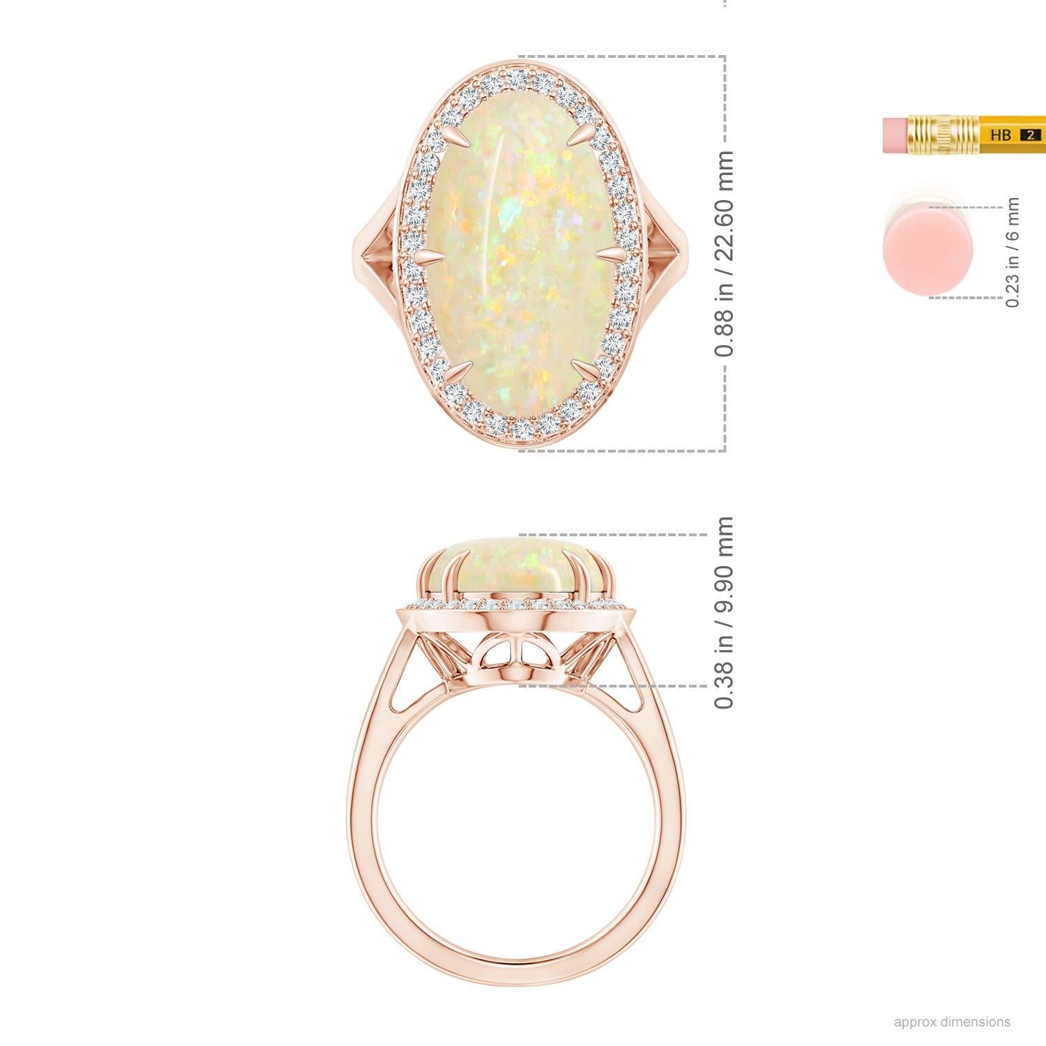 Angara Gia Certified Natural Opal Split Shank Rose Gold Ring with Diamond Halo 5