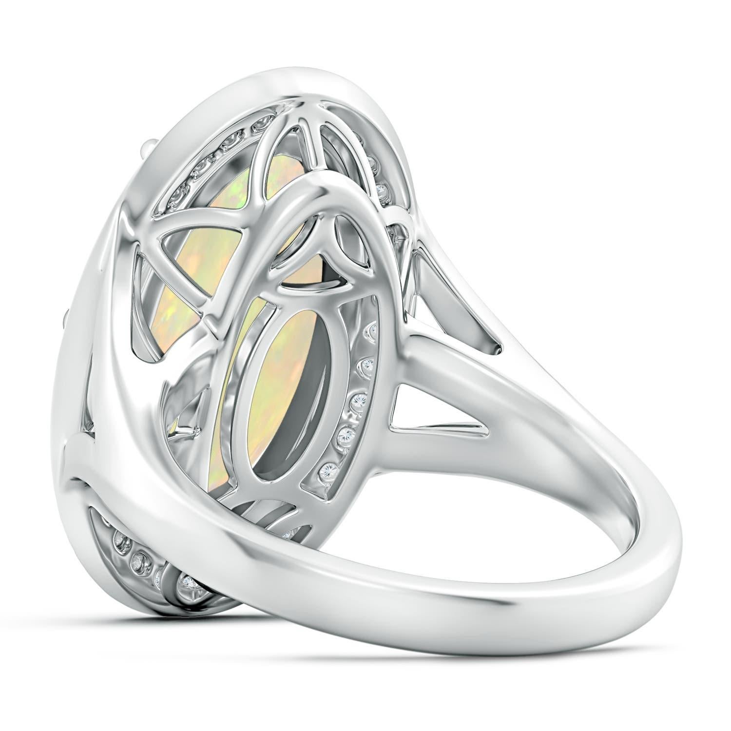 For Sale:  ANGARA GIA Certified Natural Opal Split Shank White Gold Ring with Diamond Halo 4