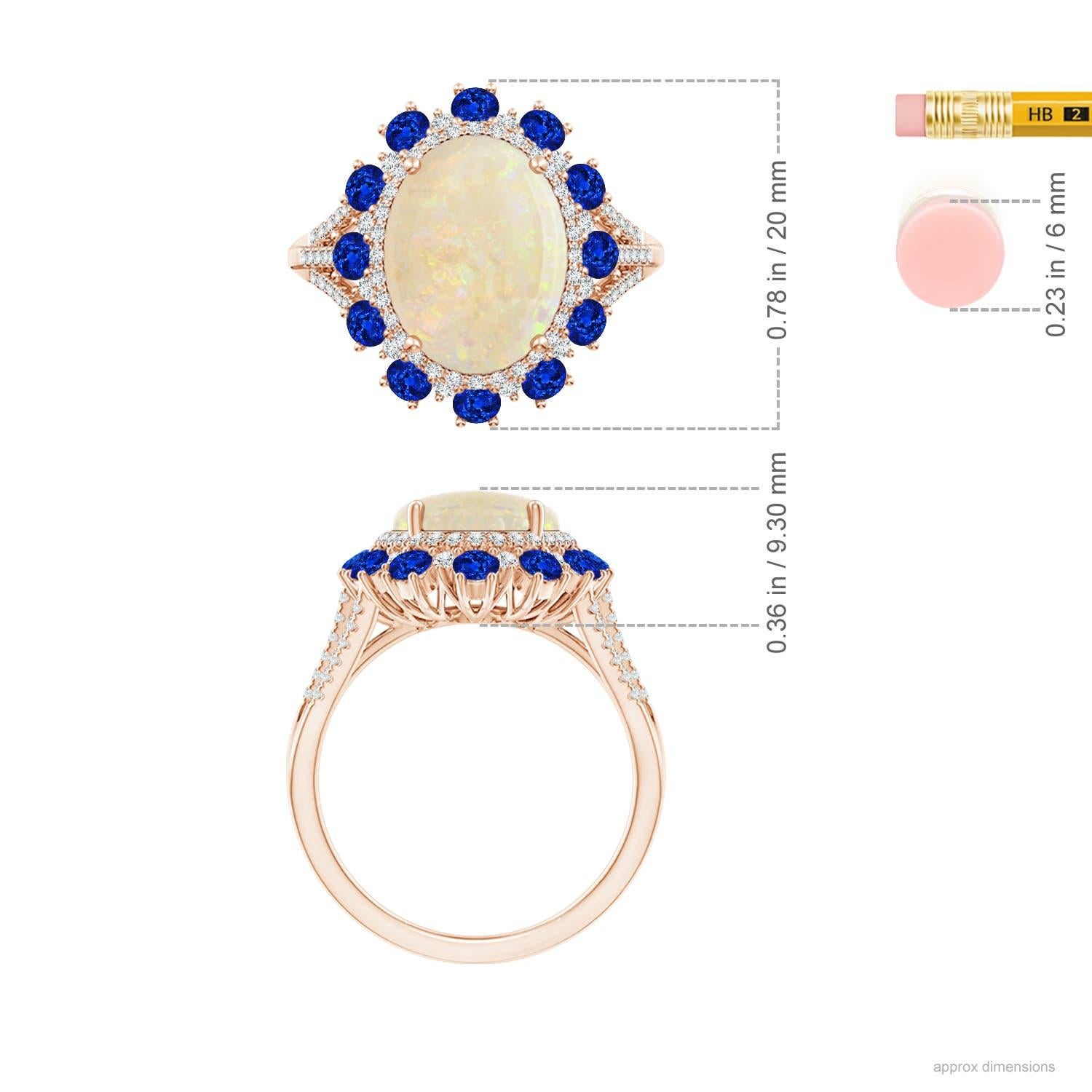 For Sale:  ANGARA GIA Certified Natural Opal with Sapphire & Diamond Halo Rose Gold Ring 4