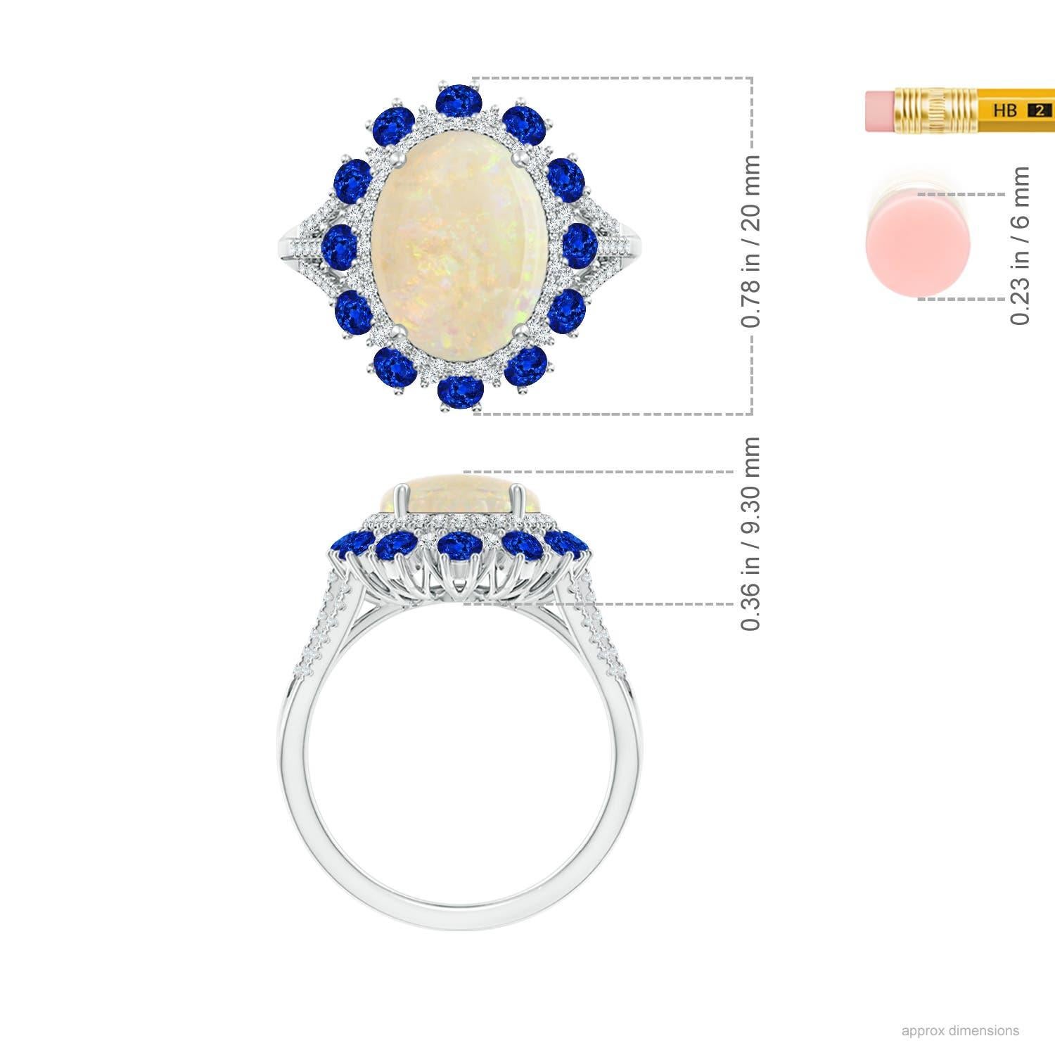 For Sale:  ANGARA GIA Certified Natural Opal with Sapphire & Diamond Halo White Gold Ring 4