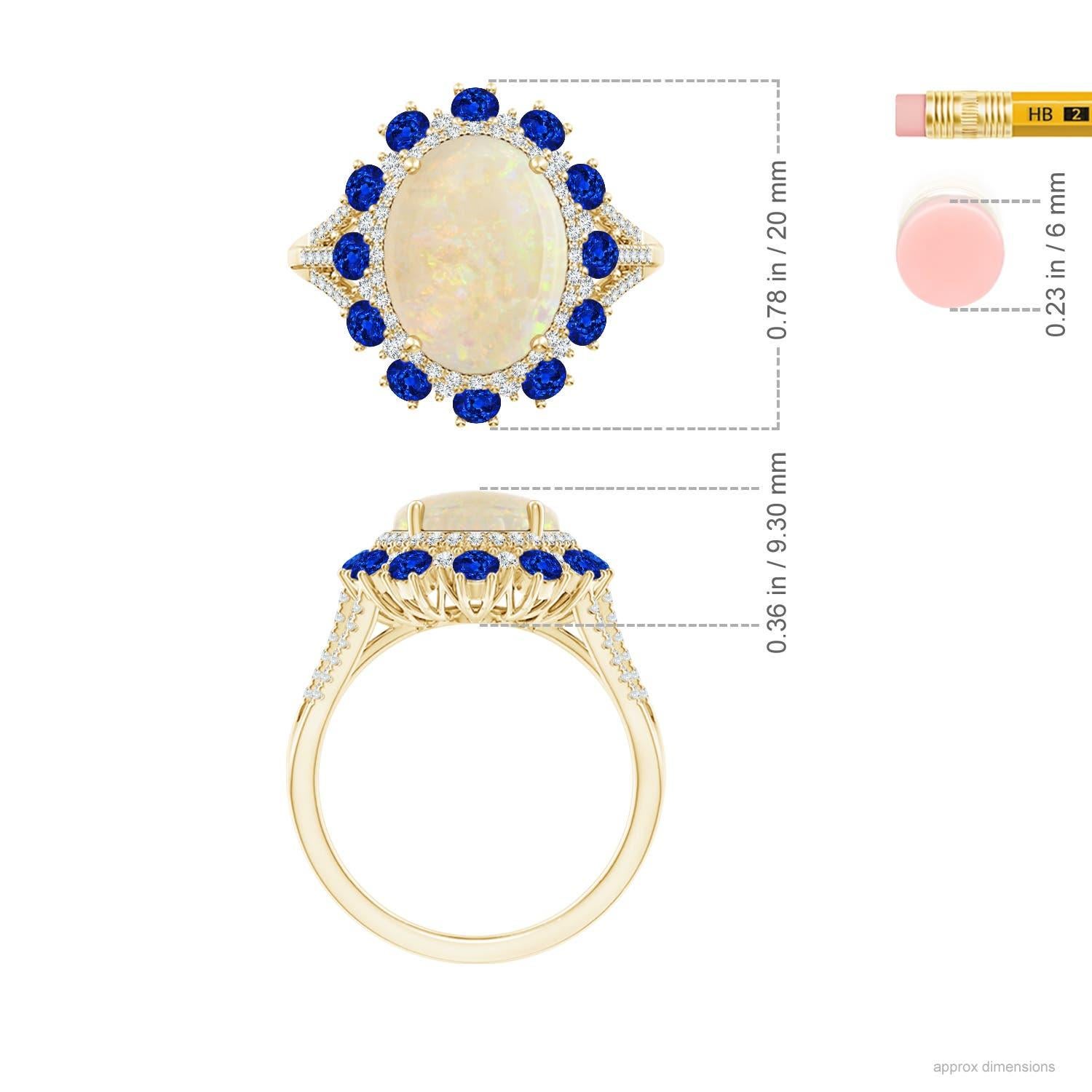 For Sale:  ANGARA GIA Certified Natural Opal with Sapphire & Diamond Halo Yellow Gold Ring 4